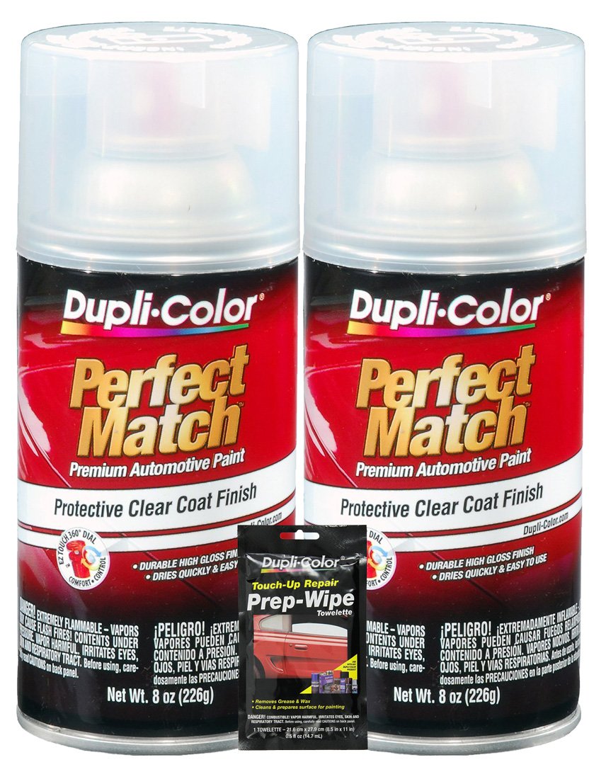Dupli-Color Clear Perfect Match Automotive Top Coat - 8 Oz, Bundles With Prep Wipe (3 Items)