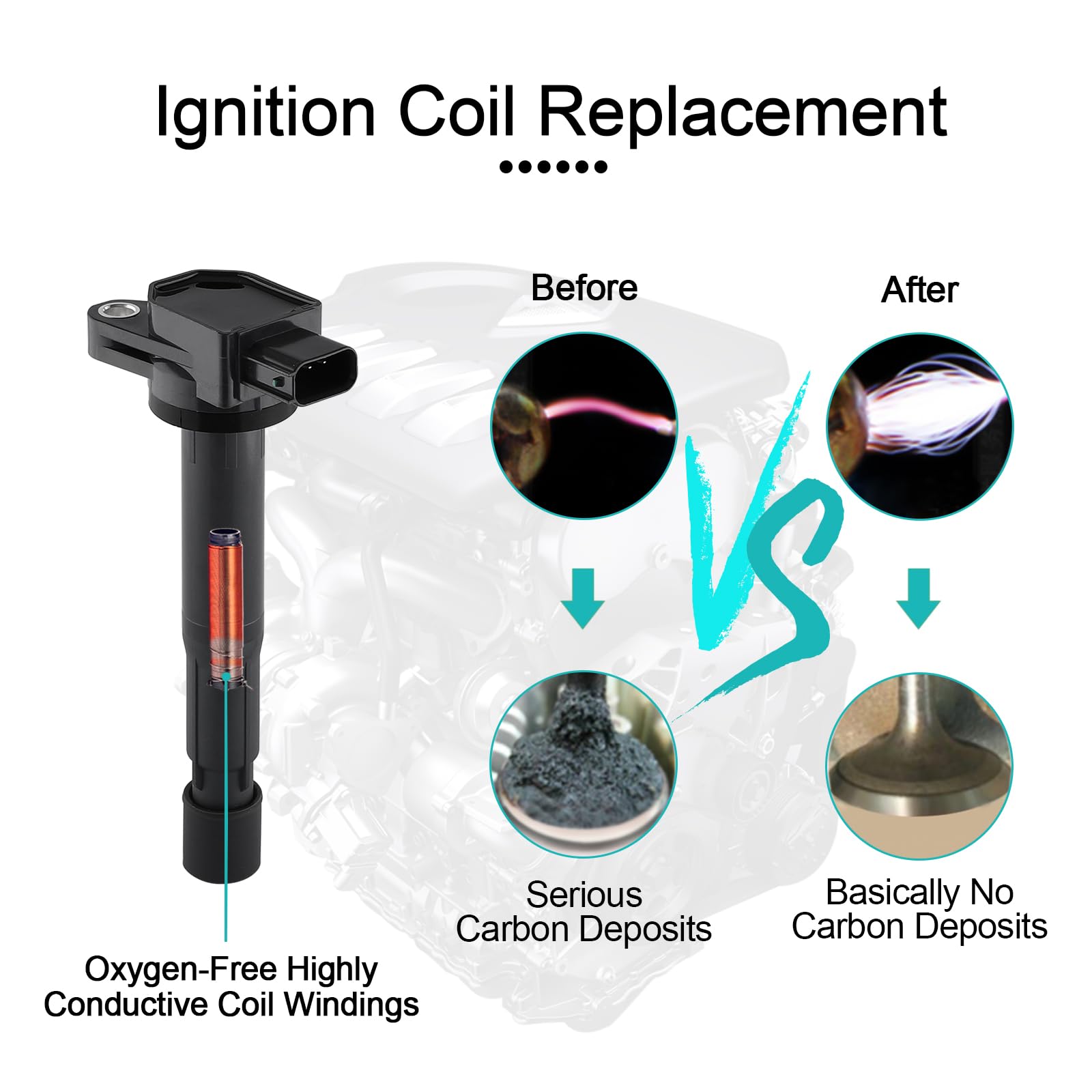 Aulink Set Of 4 Uf417 Ignition Coil Pack & Sp1018 Spark Plugs For Acura Tsx 2.4L 2004 2005 2006 2007 2008, Rdx 2.3L 2007 2008 20