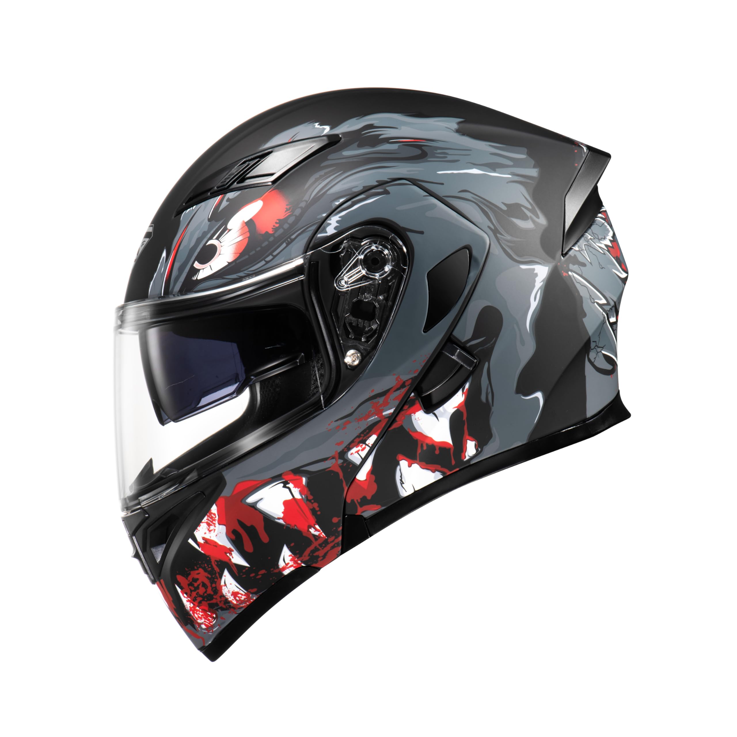 Kypara Motorcycle Dual Visor Flip Up Modular Full Face Helmet With Dot Certification Of Impressionism (M, Bloodhound)