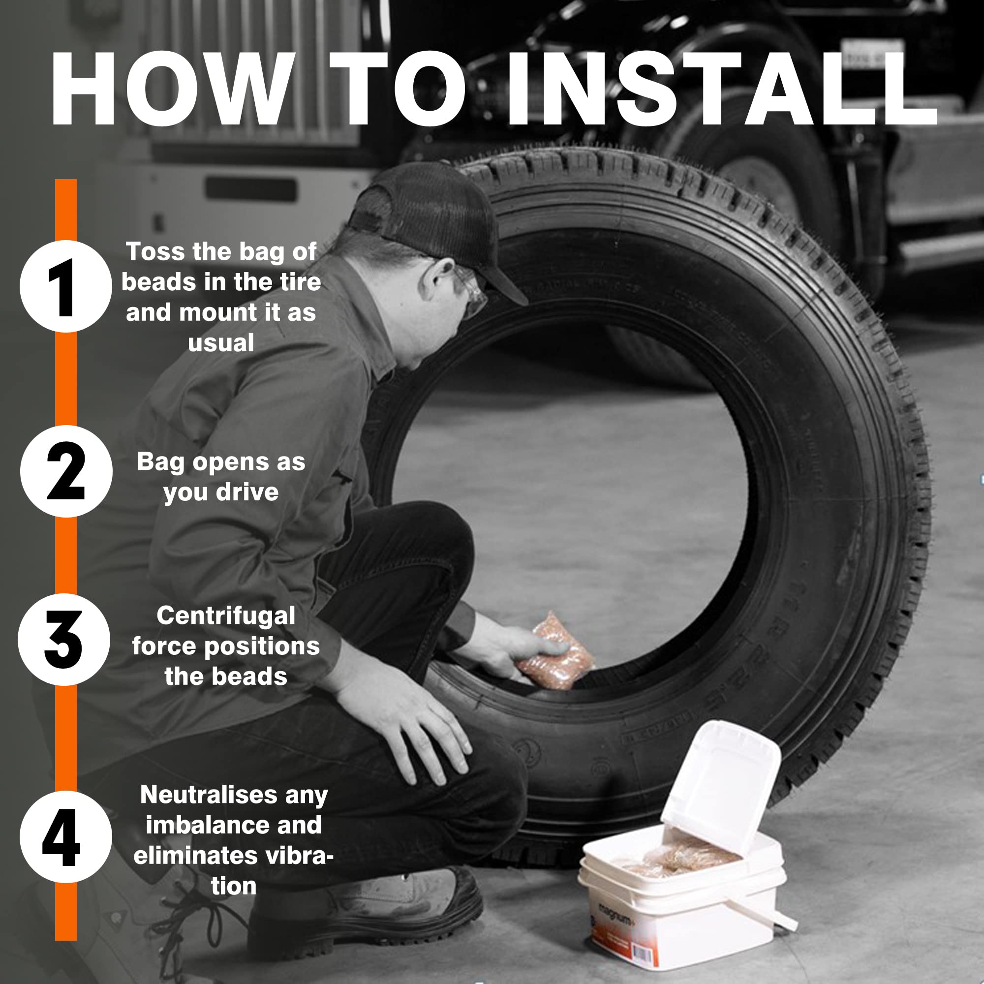 Magnum+ Tire Balancing Beads For Trucks, Trailer, Off-Road Vehicles - Tpms Compatible Tempered Glass Wheel Balance Beads - Bulk