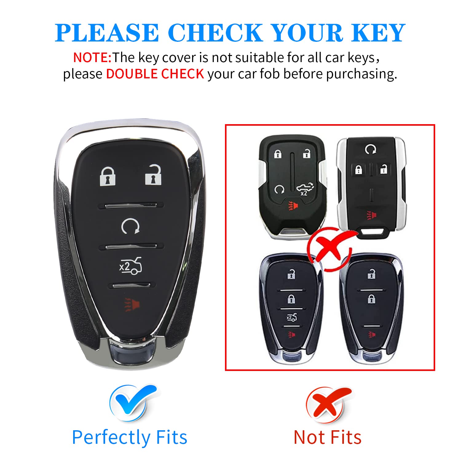 Qbuc For Chevy Key Fob Cover With Keychain Tpu Protector Suitable For Chevrolet Equinox Malibu Traverse Blazer Camaro Impala Cruze Volt Bolt Sonic Trax Tahoe Key Shell Remote Holder(Blue)