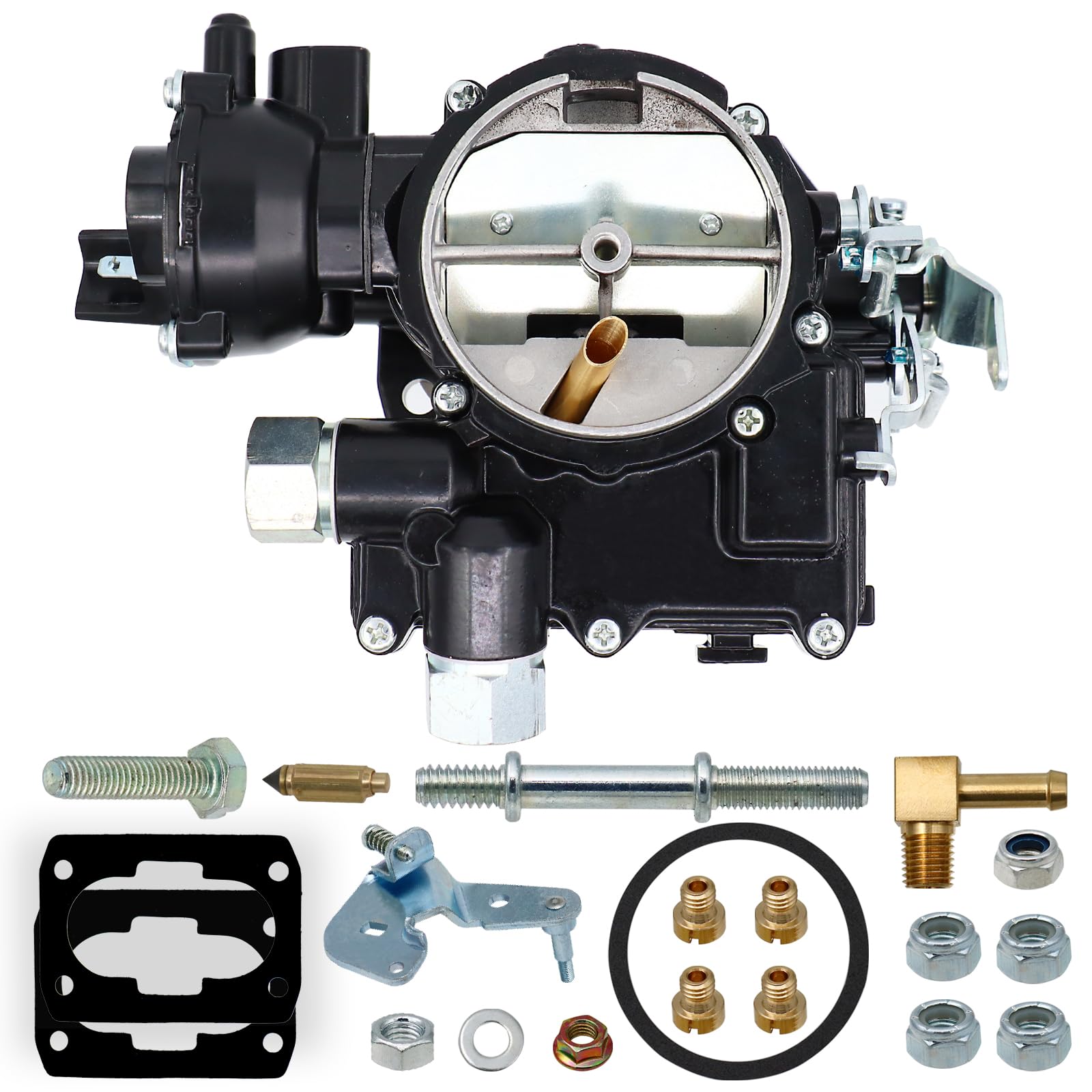 THUNDERMINGO New Marine Carburetor for Mercruiser 3.0 Carburetor 2 Barrel for Mercury Mercarb 3.0L 2.5L 4CYL Engine with Jets and Gasket W/Electric choke Long Linkage 3310-864940A01 8M0045397 Black -Like New