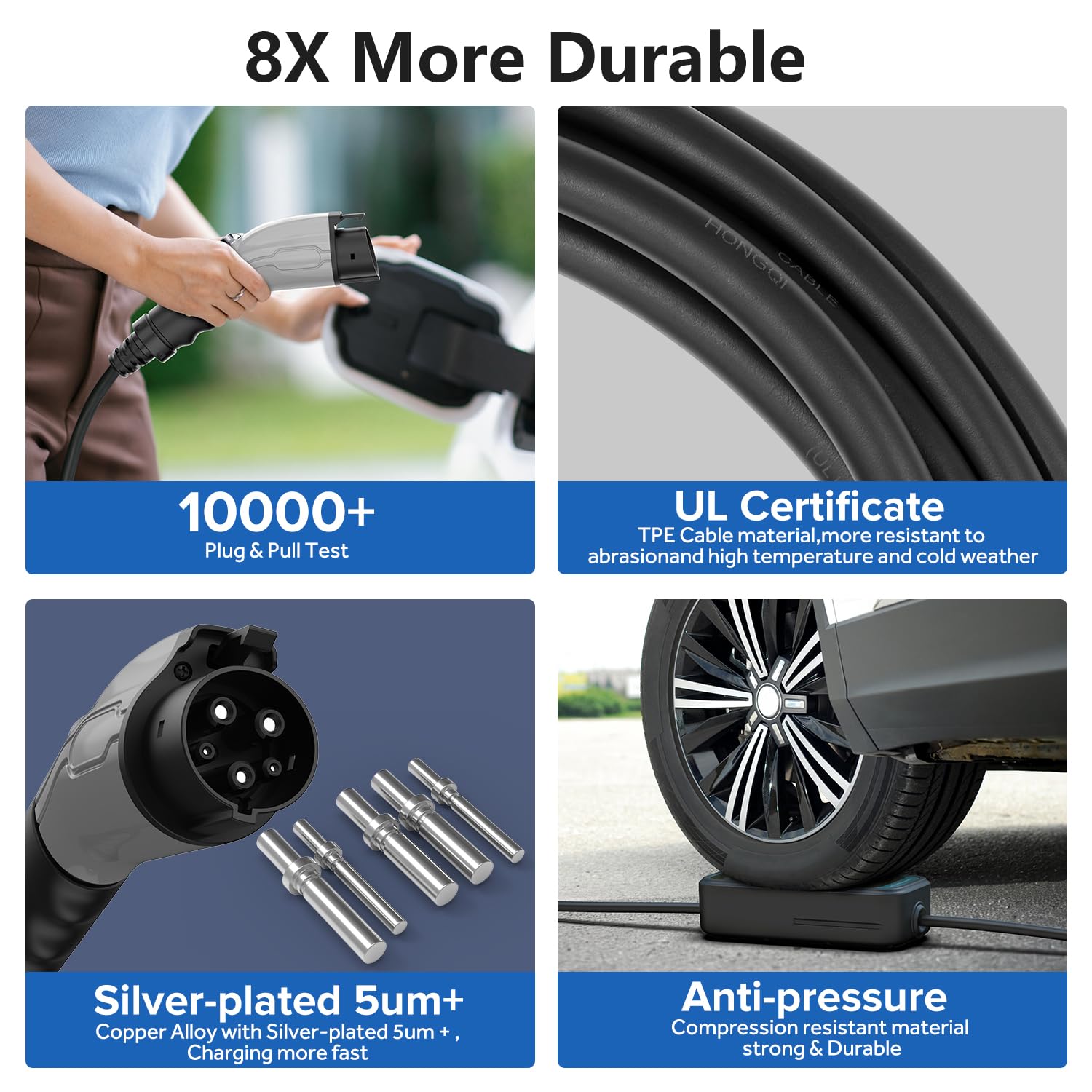 Mustop Level 1 & 2 EV Charger J1772 (40 Amp, 240 Volt, 20ft Cable),ETL Wall Connector Dual Use EV Portable NEMA 14-50 & 5-15 Wi-