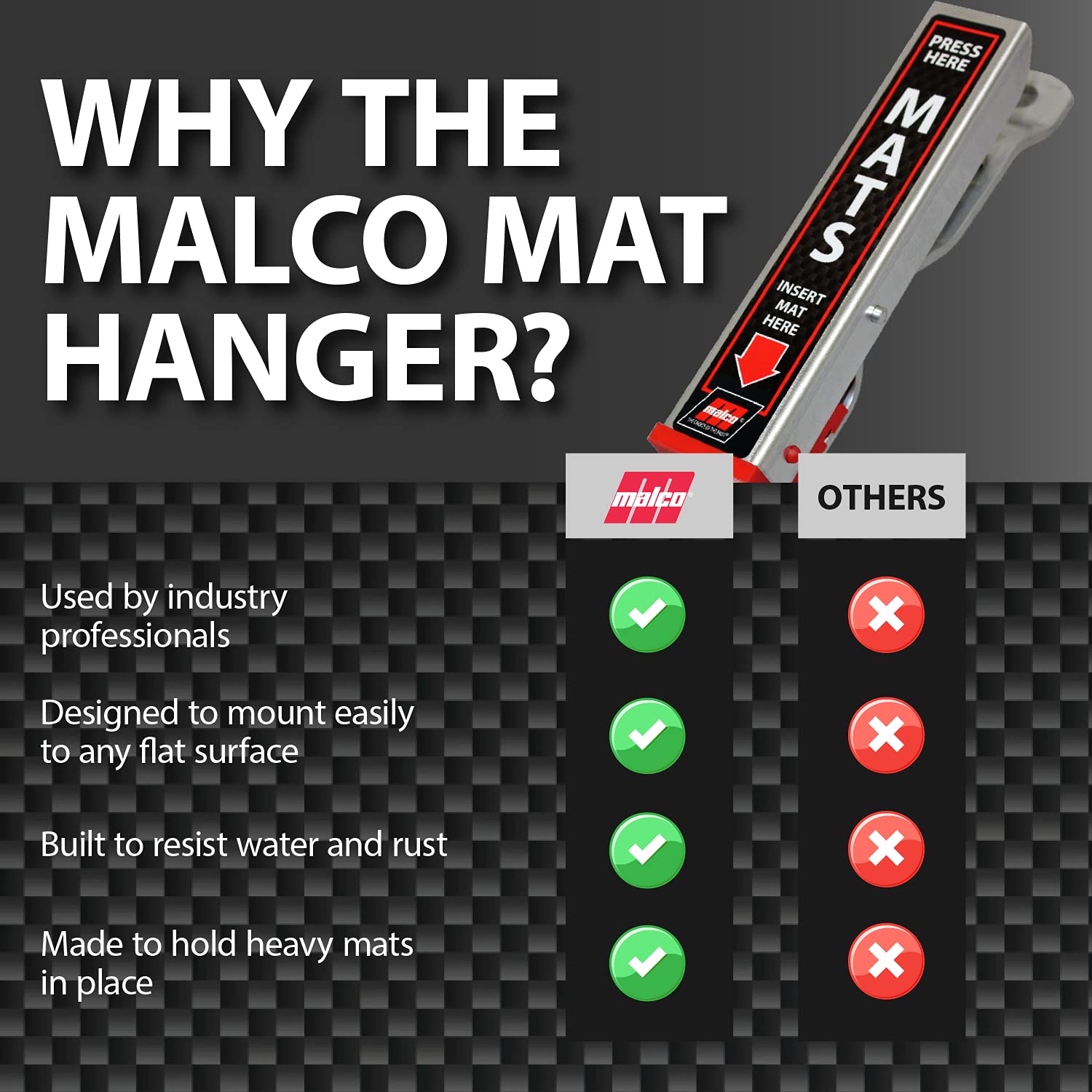 Malco Mat Clamp - Heavy Duty Aluminum Car Wash Floor Mat Hanger / Hold Your Floor Mats While You Clean Your Car / Pack Of 4 (810