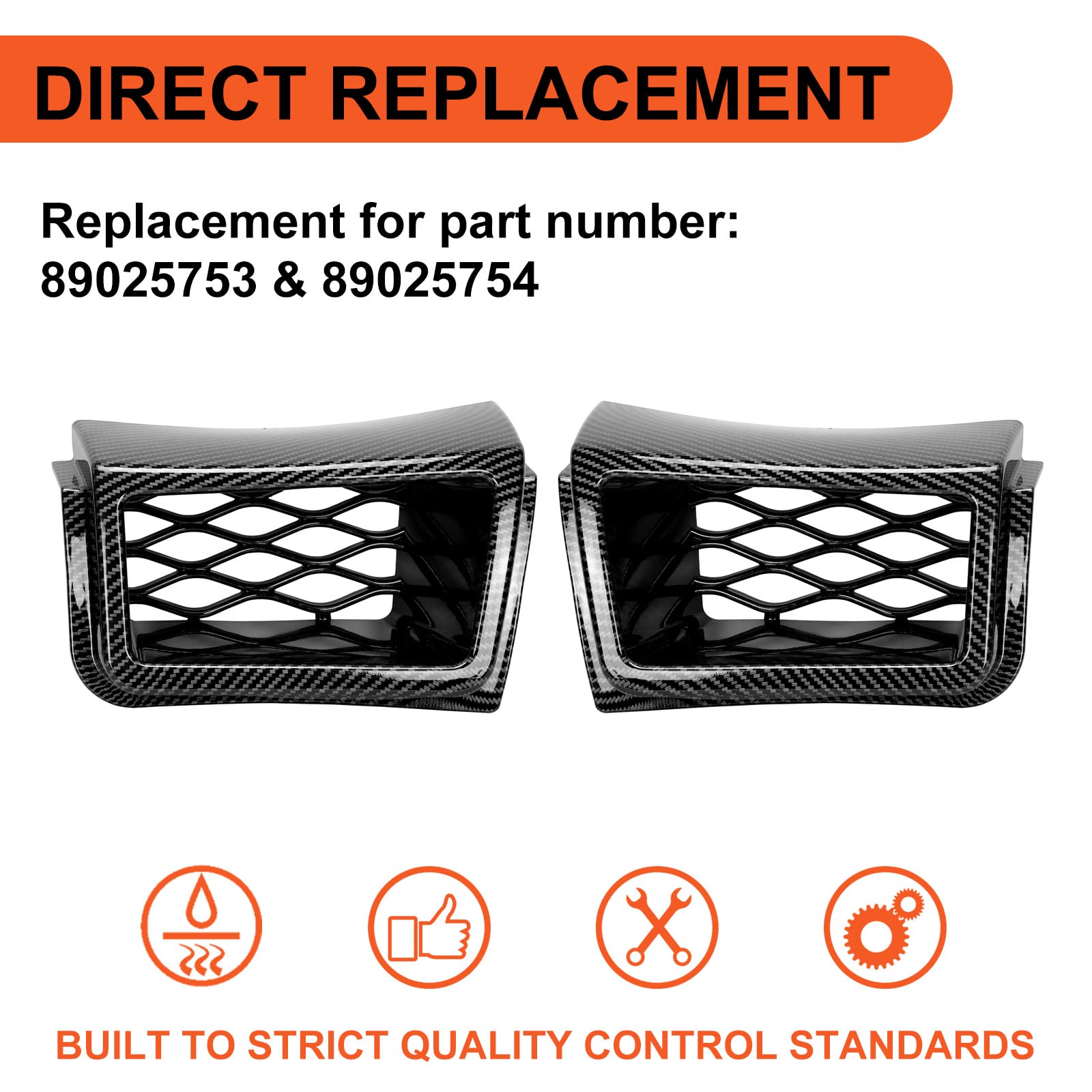 ECOTRIC Bumper Caliper Air Duct Set Compatible with 2003-2007 Chevrolet Silverado 1500 Pair Carbon Fiber Style Air Duct Vent Bez