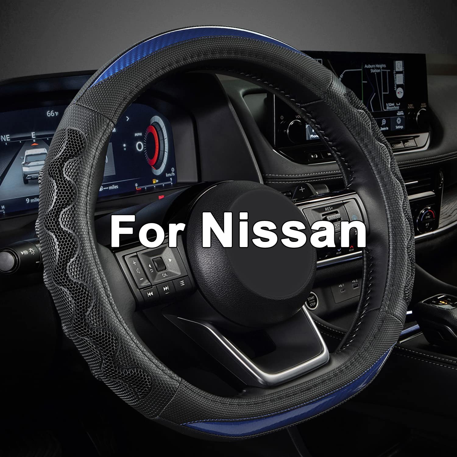 Giant Panda Steering Wheel Cover For Nissan Altima Rogue - Car Steering Wheel Cover For Nissan D Shape(Blue-D-Shaped)