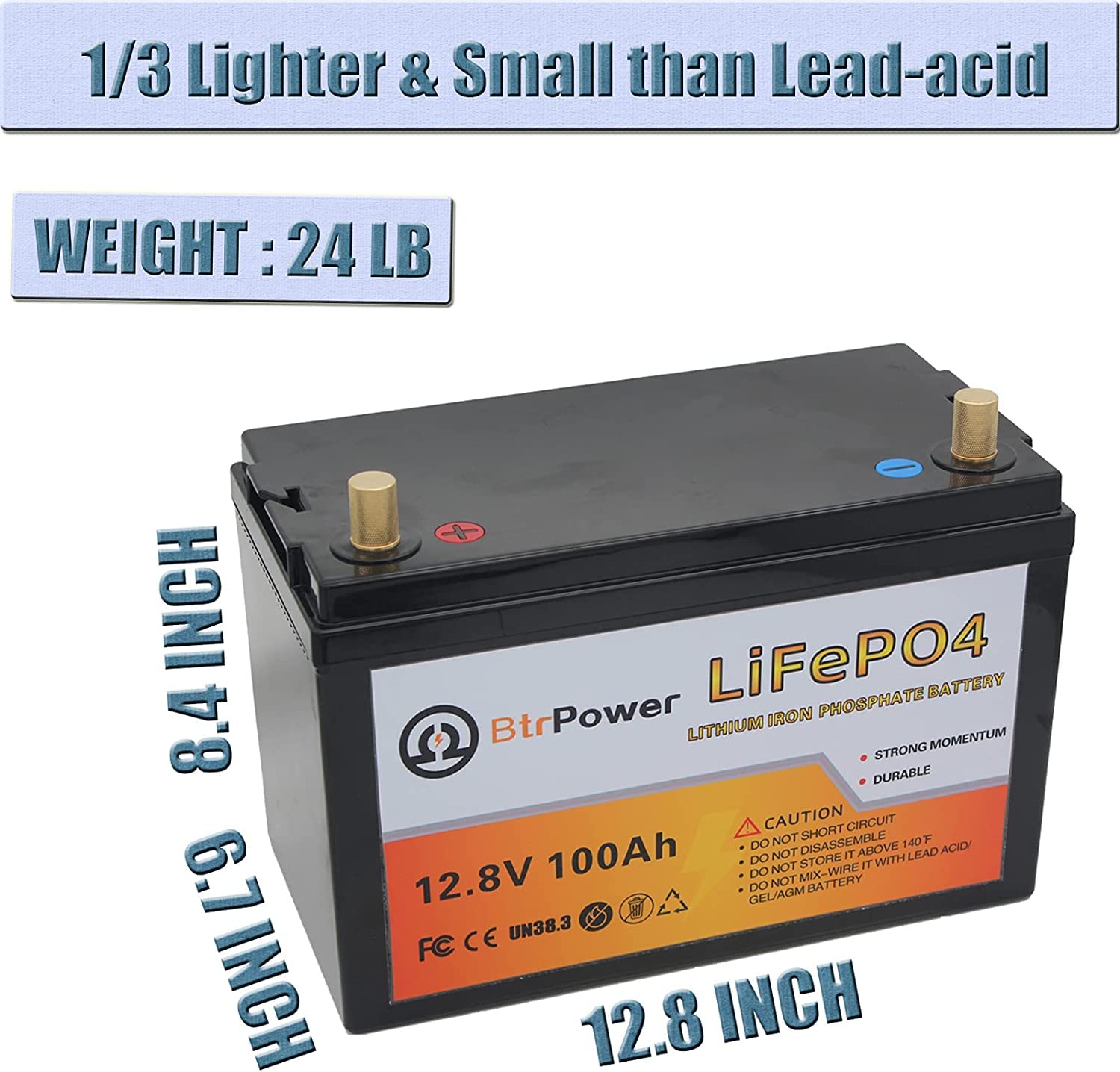 12V Lifepo4 Battery 100Ah,5000+ Deep Cycle Lithium Battery With 14.6V 10A Charger,100A Bms For Home Storage,Trolling Motor,Rv,Of
