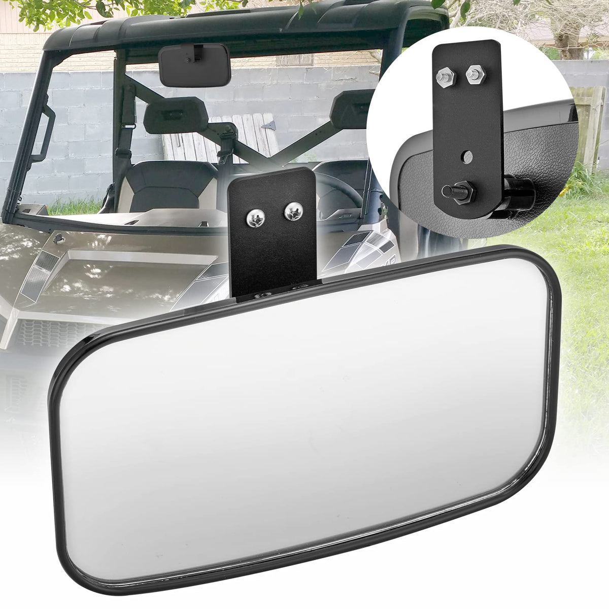 Wsays Ranger Rear View Mirror, Utv Center Rearview Mirror Compatible With Polaris 2017-2024 Ranger 500 570 900 1000 Xp Pro-Fit Cage With Factory Present Drop Down Mounting Tab