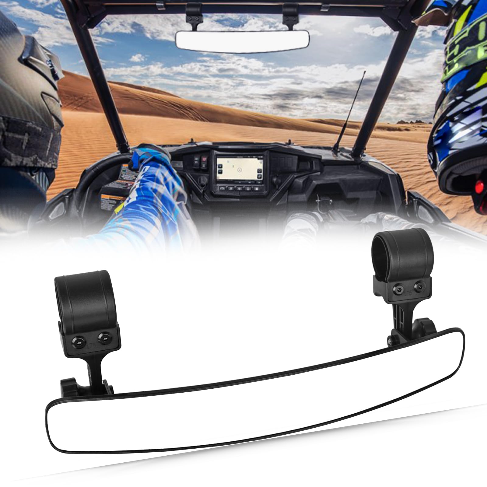 Unigt 16.5' Ultra View Utv Rearview Mirrors With 1.75-2.0' Clamps Compatible With Polaris Rzr 800 900 1000 Turbo, Can Am Maverick, Honda Pioneer Talon, Kawasaki Sxs Utv Mirror - Fit Until 2024
