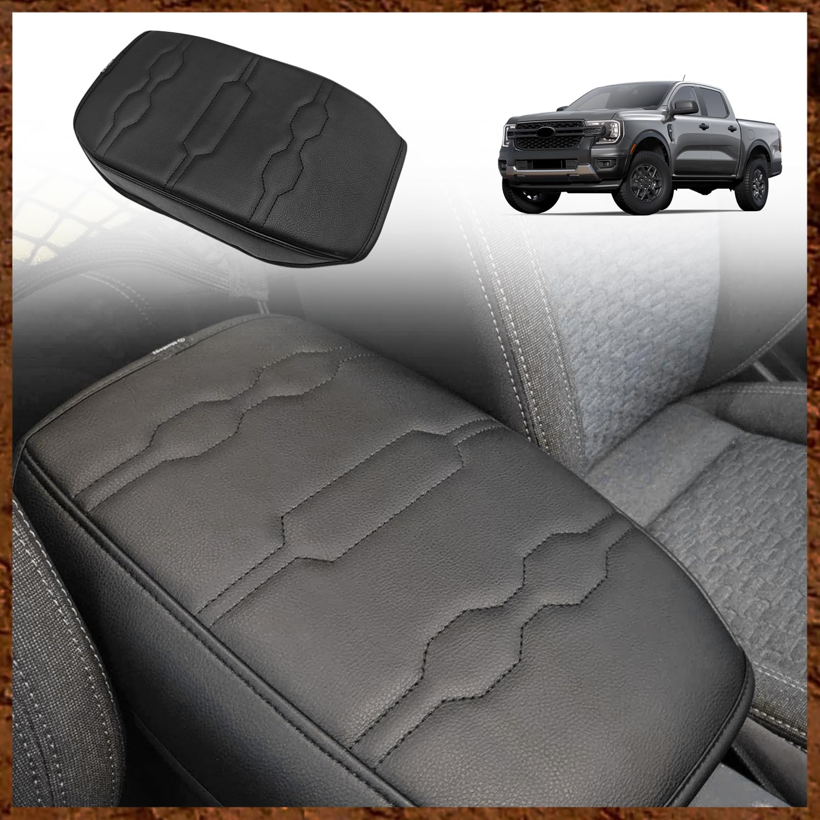 Muslogy Center Console Armrest Cover Compatible With Ford Ranger 2024 2025 Accessories Comfort Armrest Pad Cushion Box Lid Cover