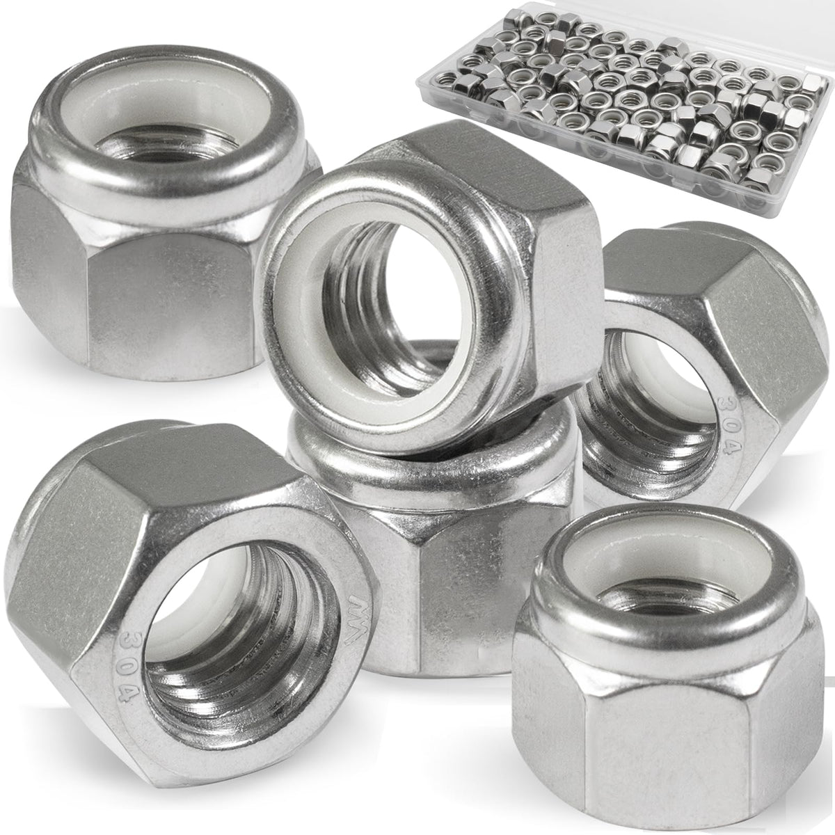 Vifmy 70 Pack 5/16'-18 Inch Lock Nuts,304 (A2-70) Stainless Steel Nylon Insert Locknuts,Standard Inch Thread Nylock Nuts