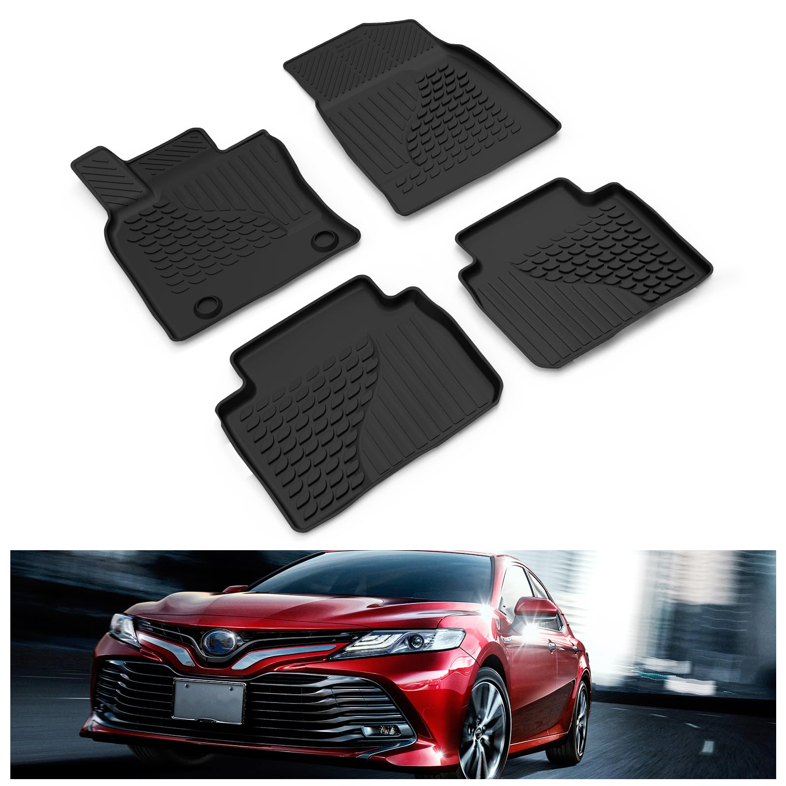 KIWI MASTER Floor Mats for 2018-2025 Toyota Camry OEM Replacement PT908-03180-20 All Weather Mat Liners Front & Rear 2 Row Seat 