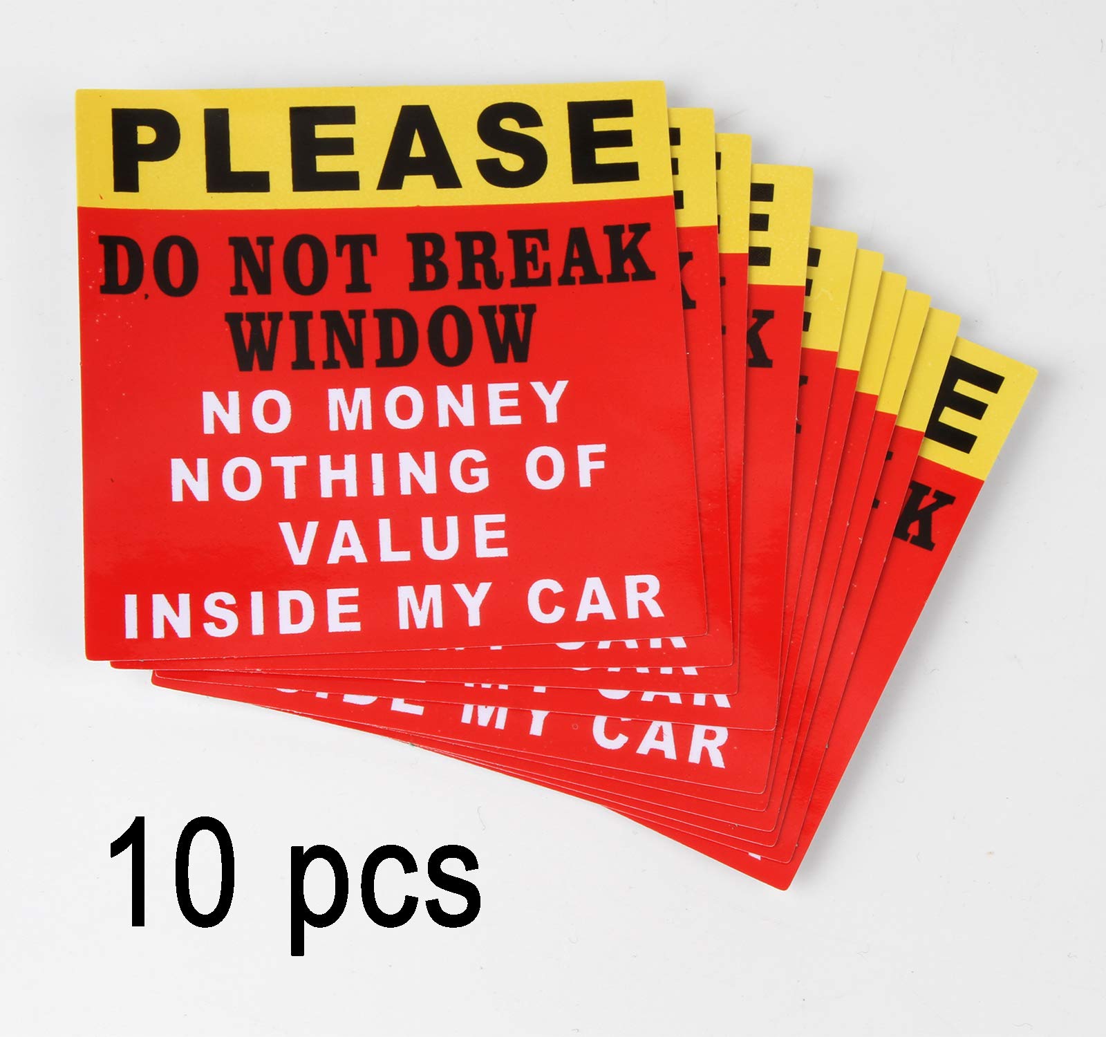 Do Not Break Window No Money In Side Car Sticker Vinyl Laminated 3 X 3 In 10 Pcs Ultimate Protection Durability Self Adhesive De