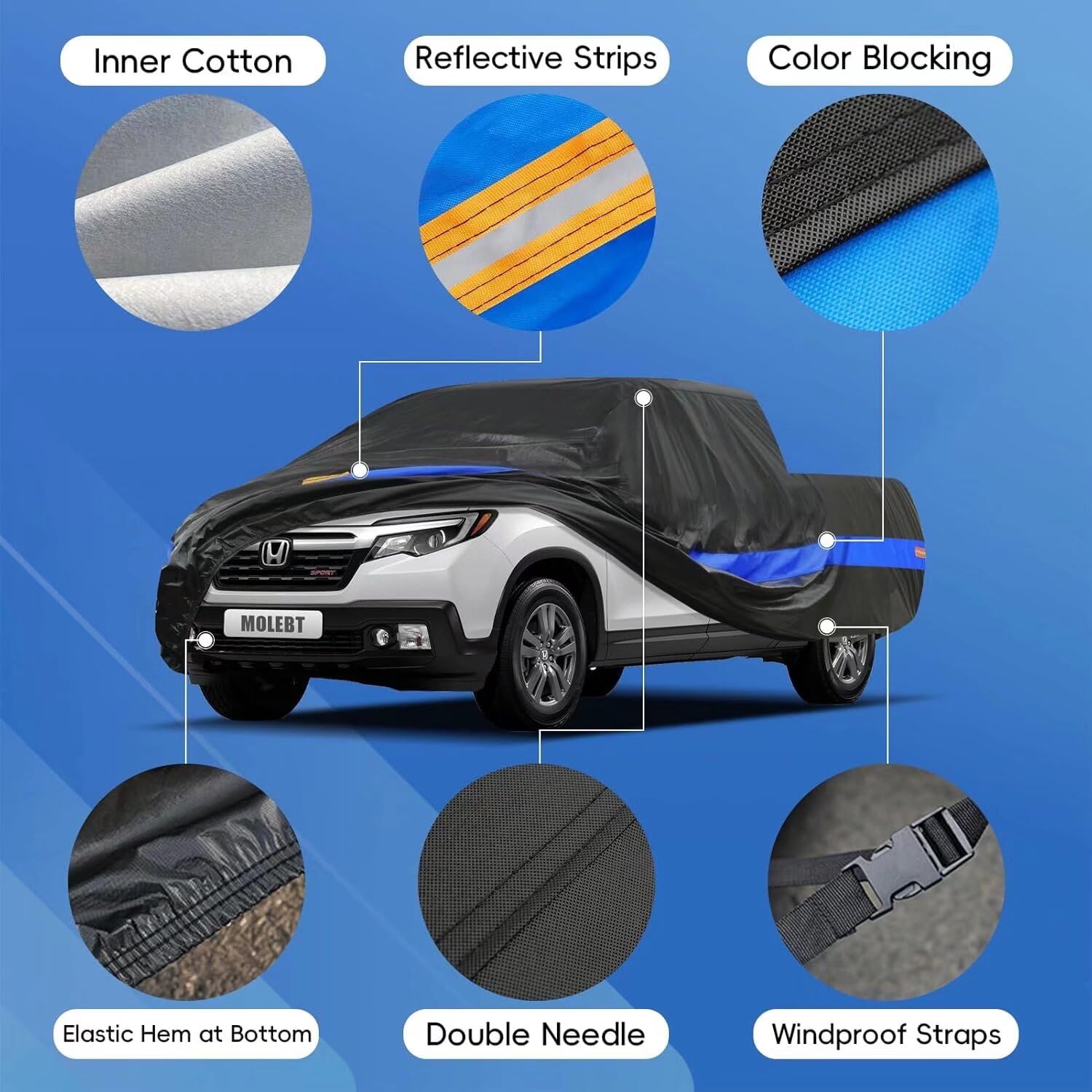 Molebt Pickup Truck Cover Waterproof All Weather, Full Exterior Truck Car Covers Snow Sun Protection, Fit Toyota Tacoma/Tundra,
