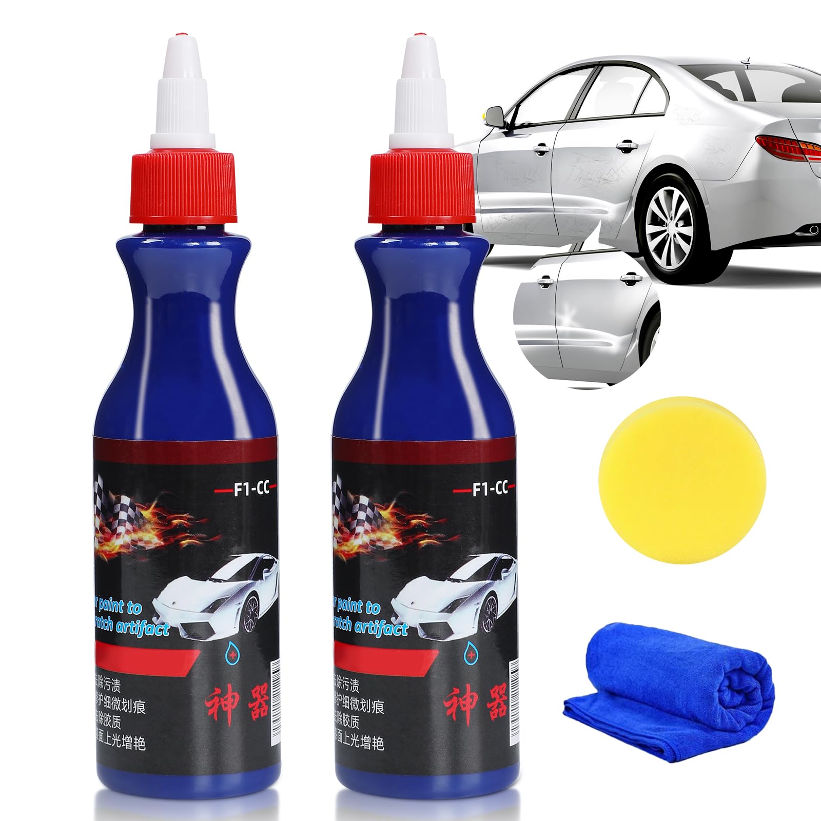 2 Pcs Warmwind Ultimate Paint Restorer, Car Paint To Scratch Artifact, Ultimate Carscratch Remover, F1-Cc Scratch Repair Wax For
