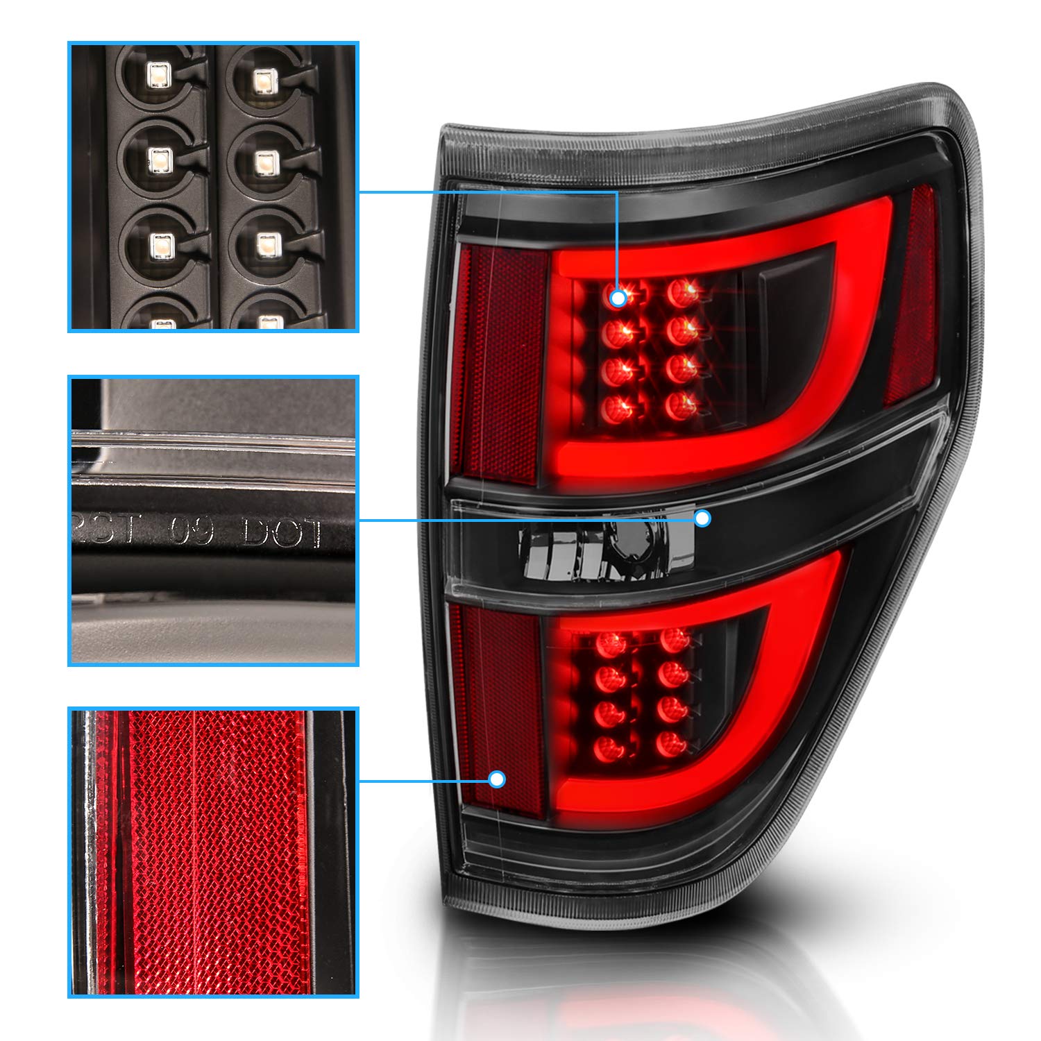 Amerilite Led Light Bar Replacement Car Tail Lights Set For 09-14 Ford F-150 - Passenger And Driver Side, Vehicle Light Assembly
