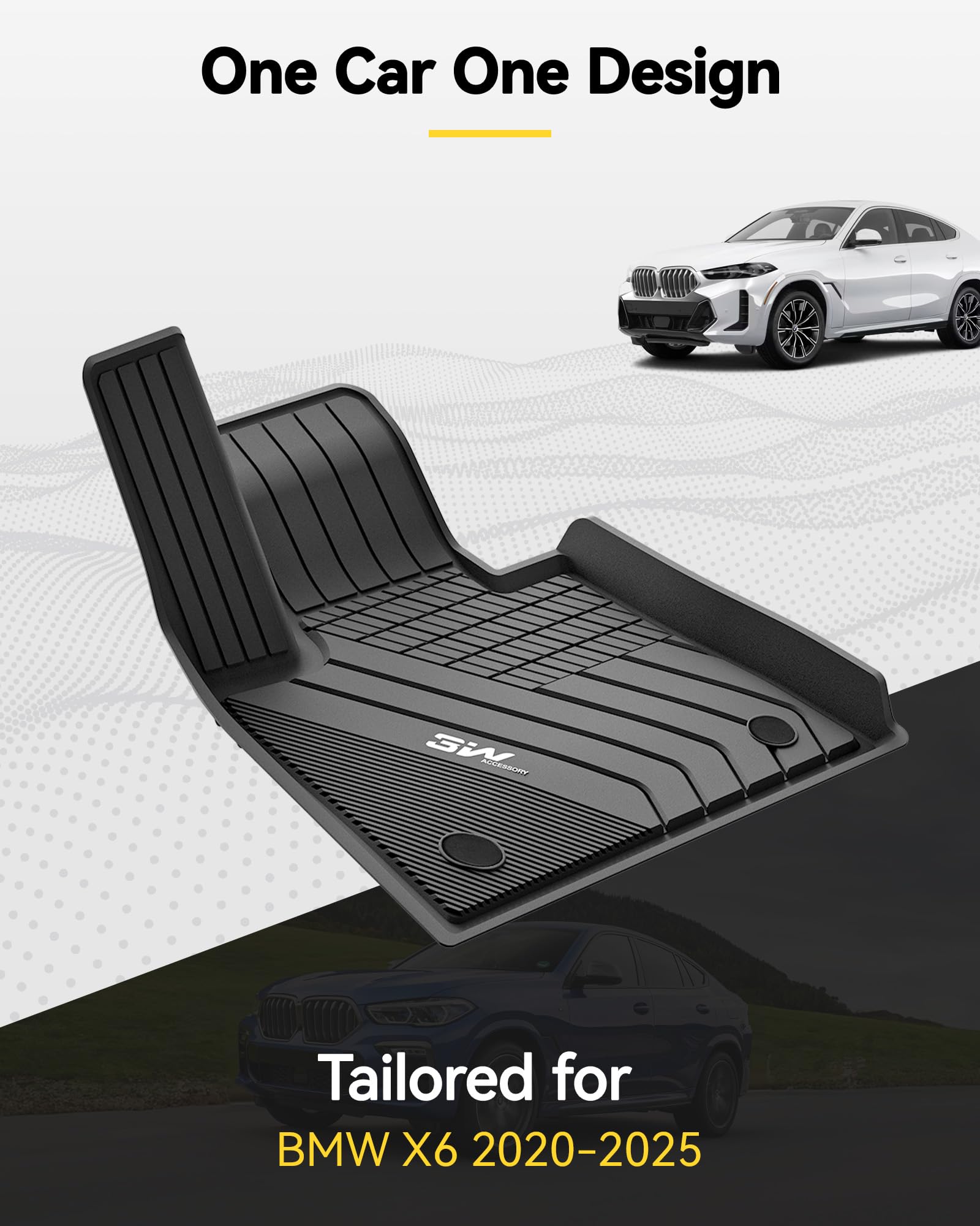 3W Bmw X6 Floor Mats Fit For 2020 2021 2022 2023 2024 2025 M/M50I/Sdrive40I/Xdrive40I G06 All-Weather Tpe Floor Liner For Bmw X6