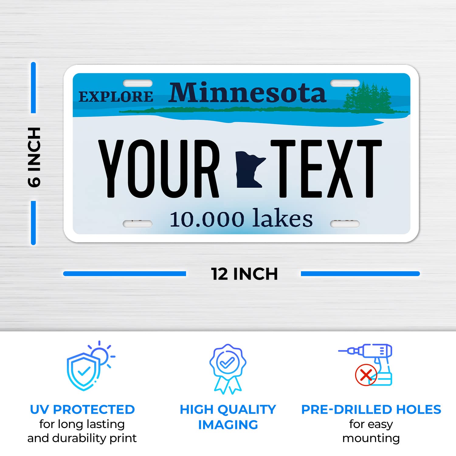 Sigo Signs Custom Minnesota License Plate - Personalized 6x12" Rust-Free Aluminum, Fade Resistant, Made in USA