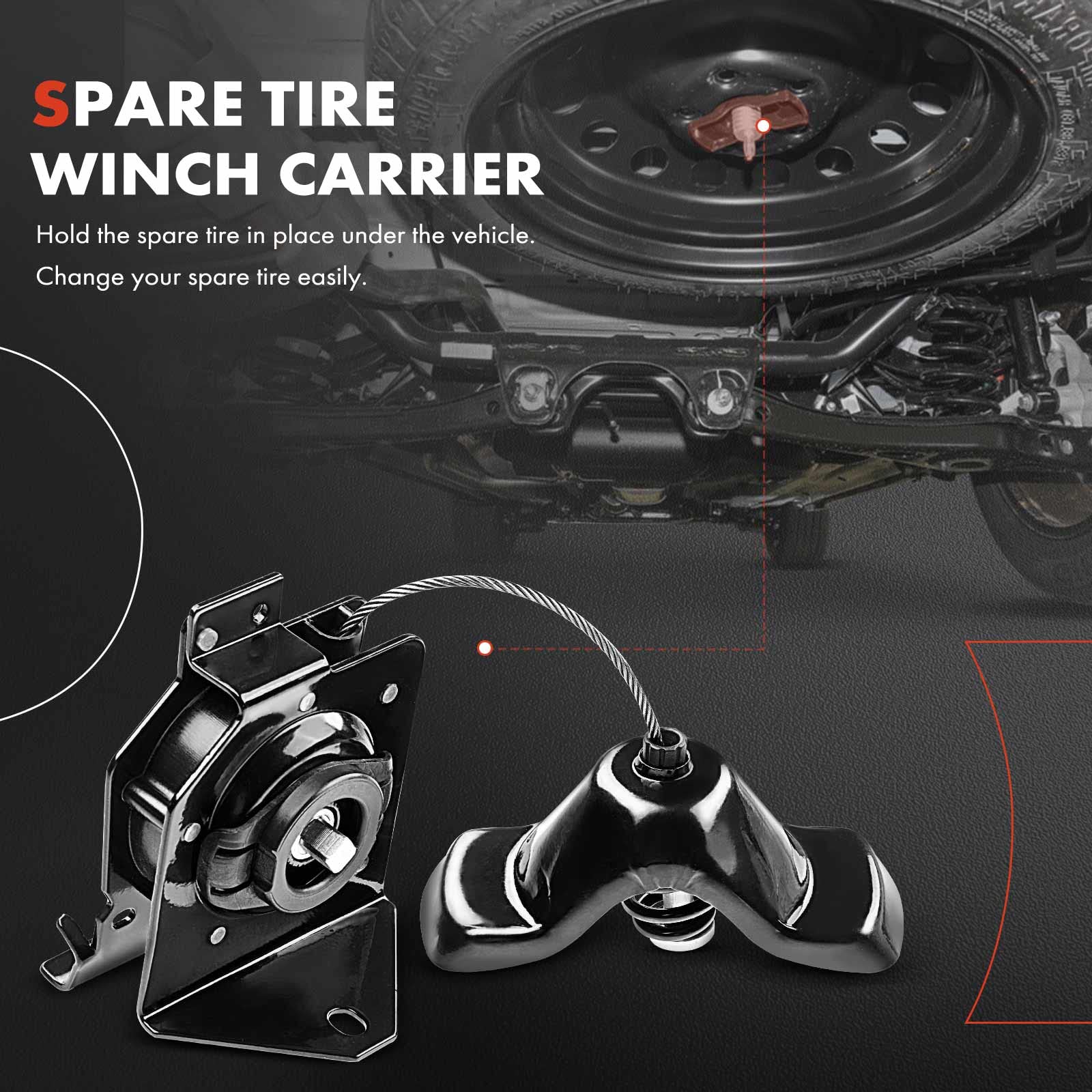 A-Premium Spare Tire Hoist Assembly Tire Winch Carrier Holder Compatible With Chevrolet Chevy Gmc Silverado Sierra 2500 2500Hd 3500 3500Classic 3500Hd 2003-2010 Replaces# 924-502/19259450