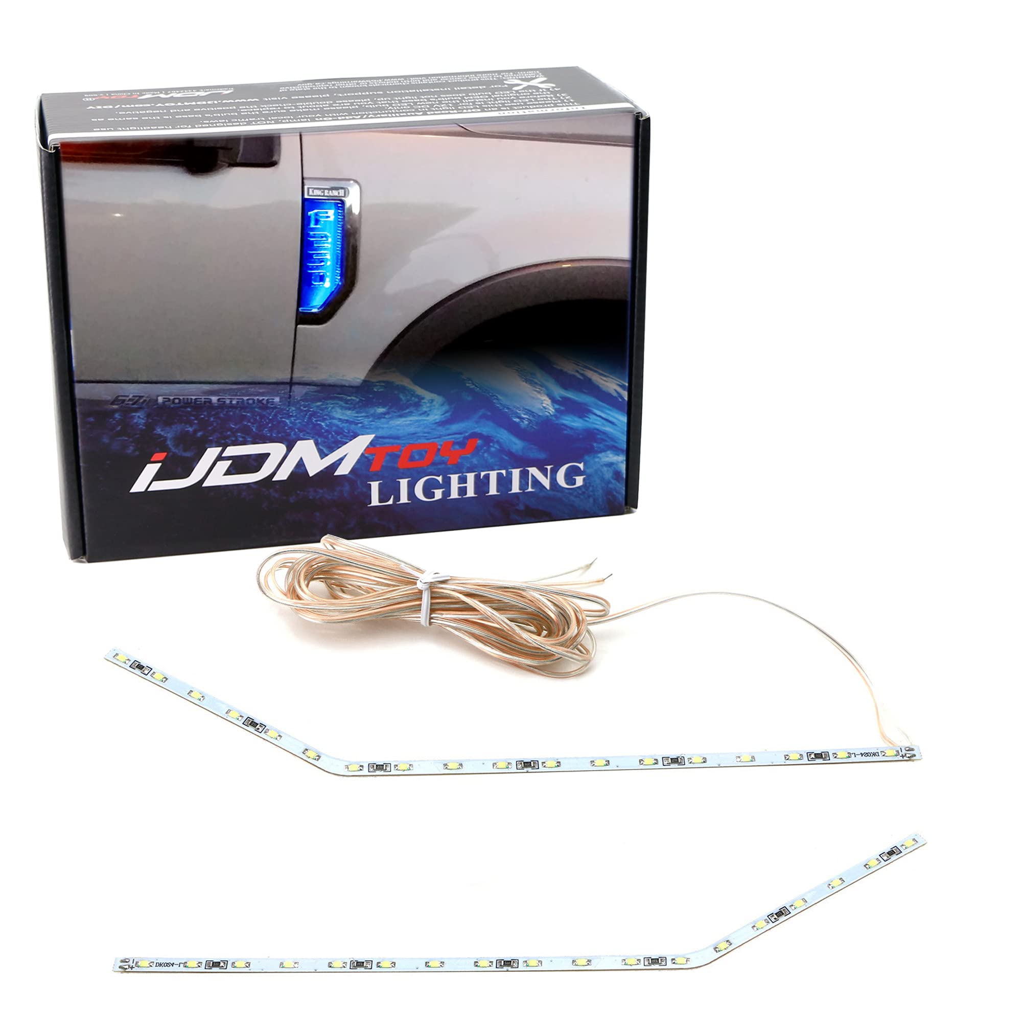 Ijdmtoy Ultra Blue Led Background Illumination Kit Compatible With 2017-2021 Ford F250 F350 F450 Super Duty Side Fender Chrome E