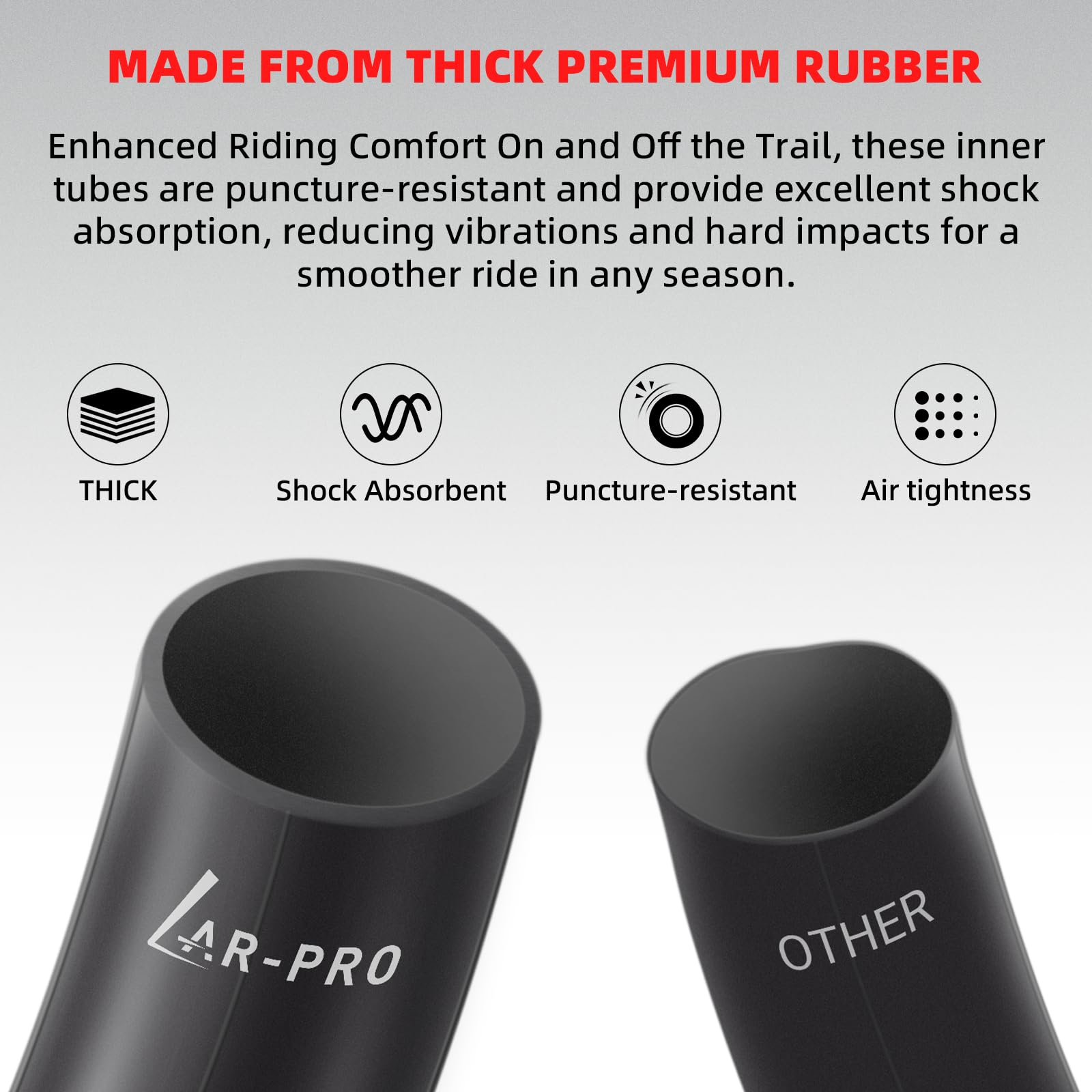 Ar-Pro 3.00/3.50-12'' Dirt Bike Inner Tubes With Tr4 Straight Valve, 80/200-12 Heavy Duty Motorcycle Tire Replacement Inner Tube