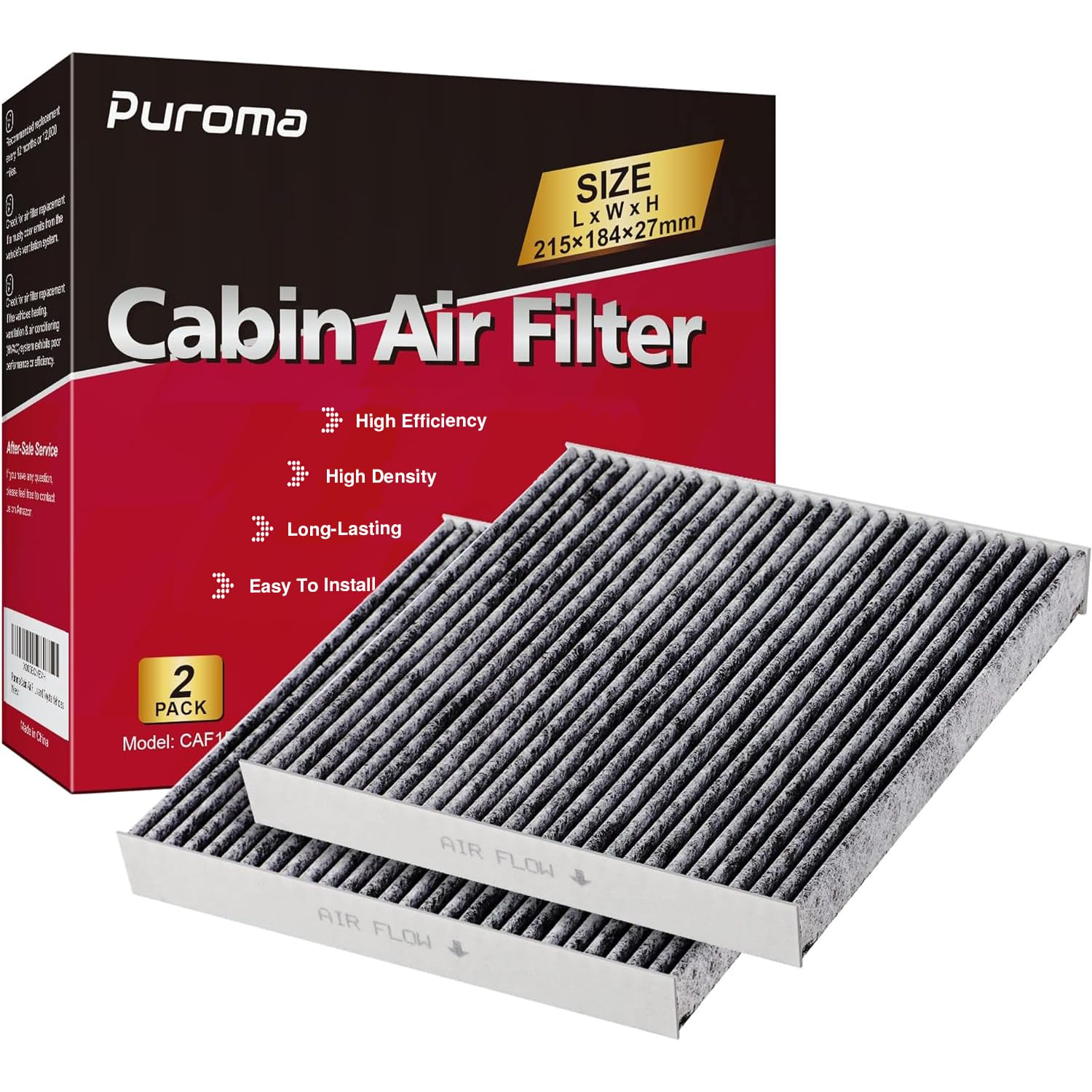 Puroma 2 Pack Cabin Air Filter with Activated Carbon, Replacement for CP157, CF12157, Select Lexus, Mazda, Subaru and Toyota Ava