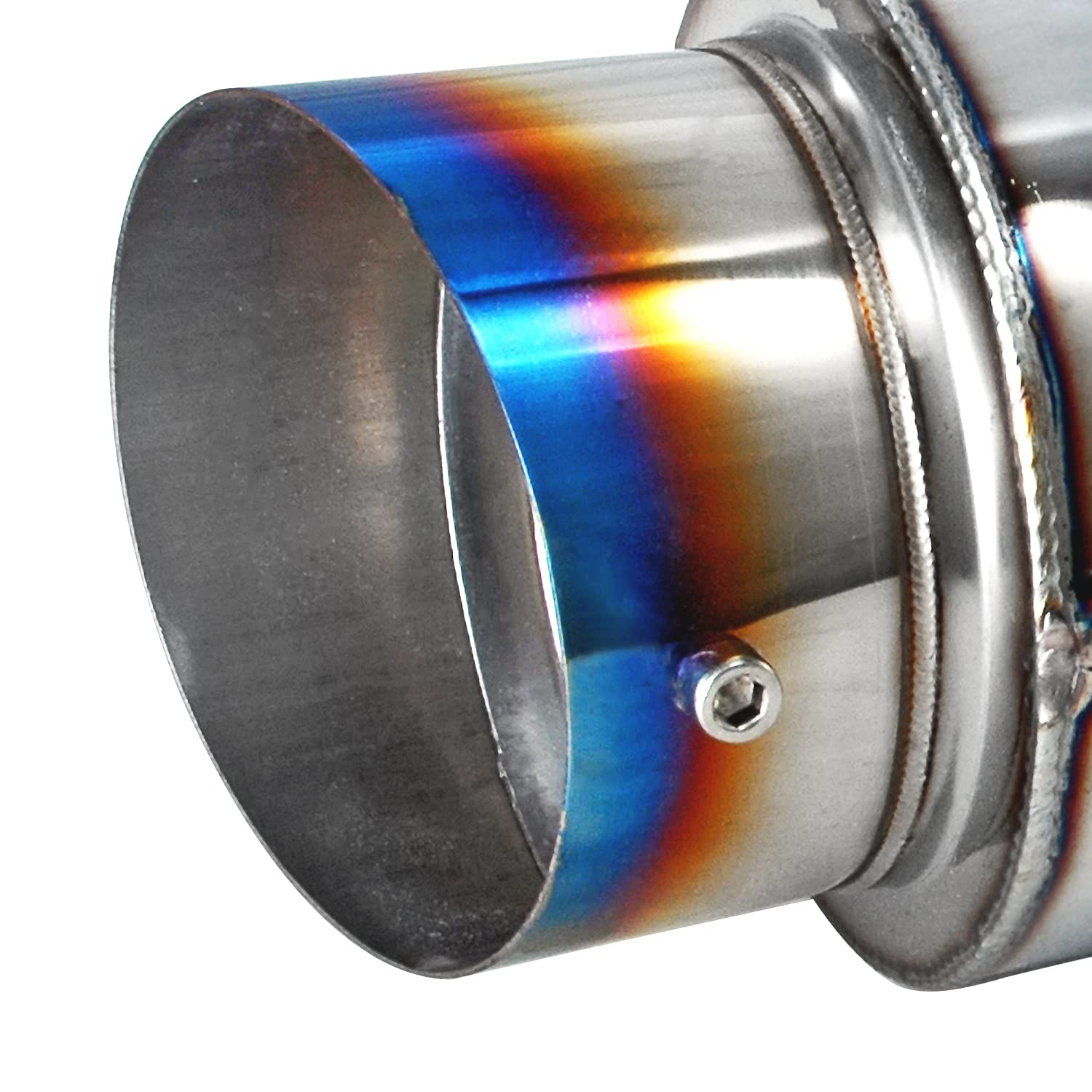 Spec-D Tuning Universal 4&quot; Slant Burn Tip Fireball Style Racing Exhaust Muffler Stainless Steel +HP