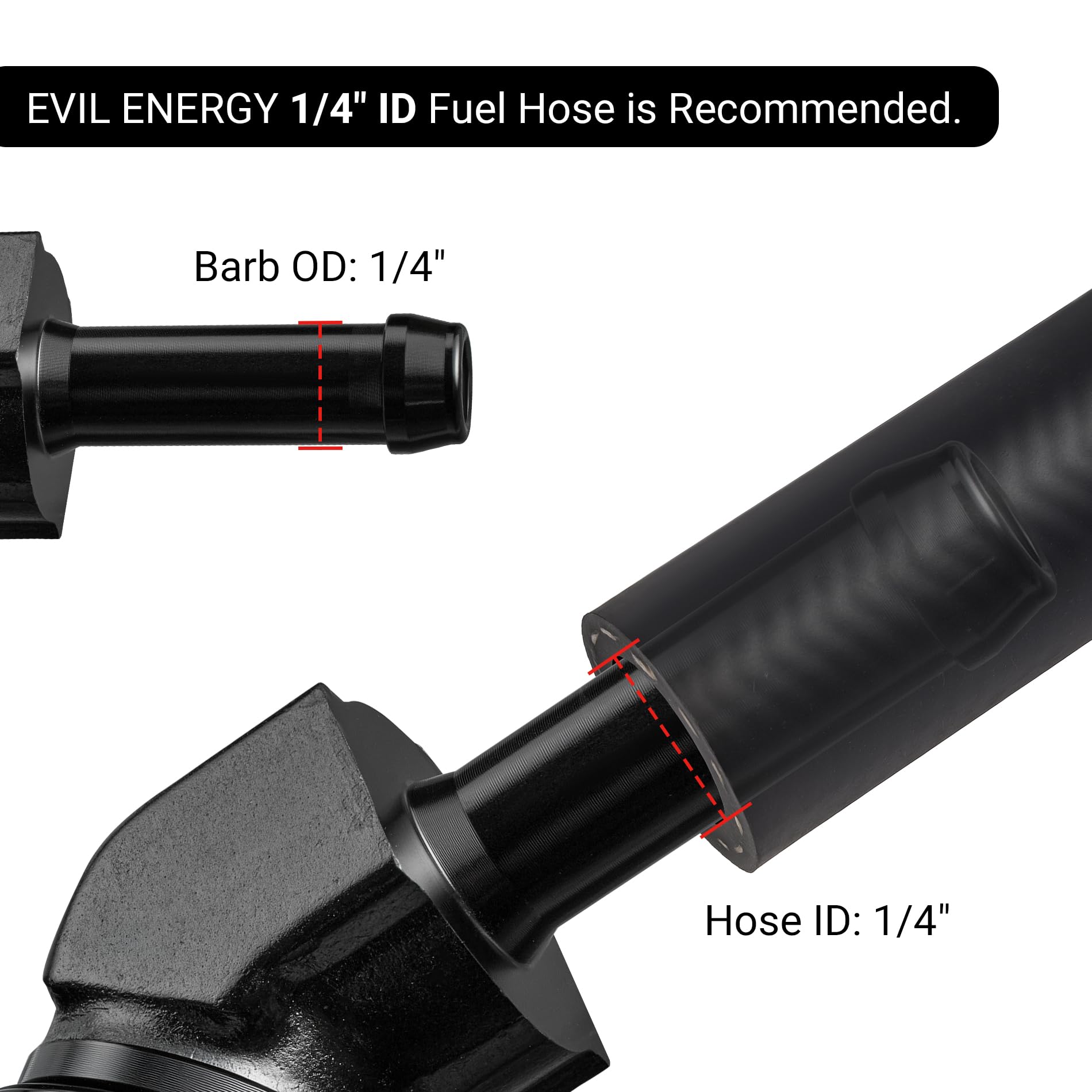 EVIL ENERGY 6AN Female to 1/4'' Barb Hose Fitting 45 Degree Swivel 2PCS