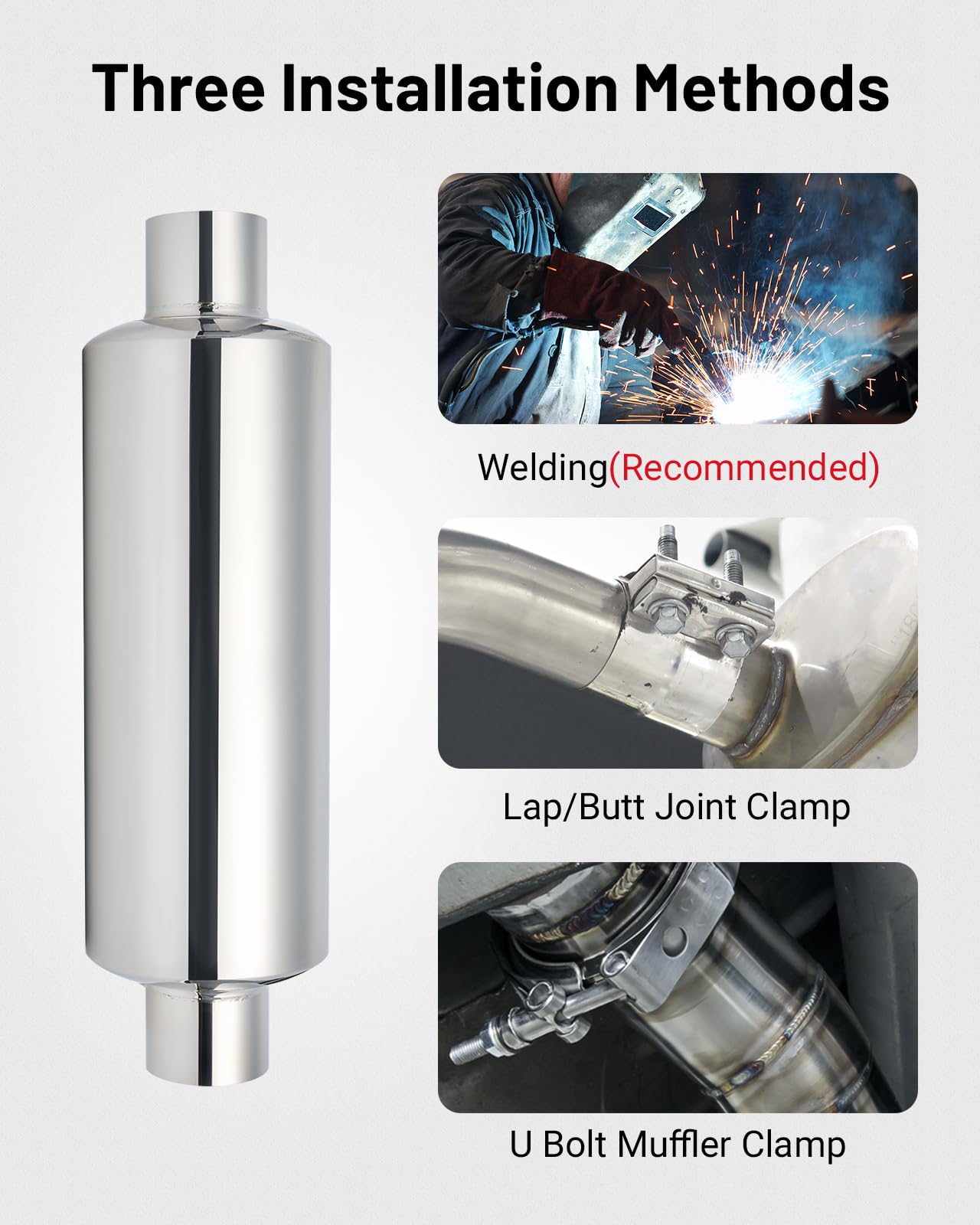 Evil Energy 2' Resonator Muffler Stainless Steel (2.0 Inch Inlet/Outlet, 13.8' Length)