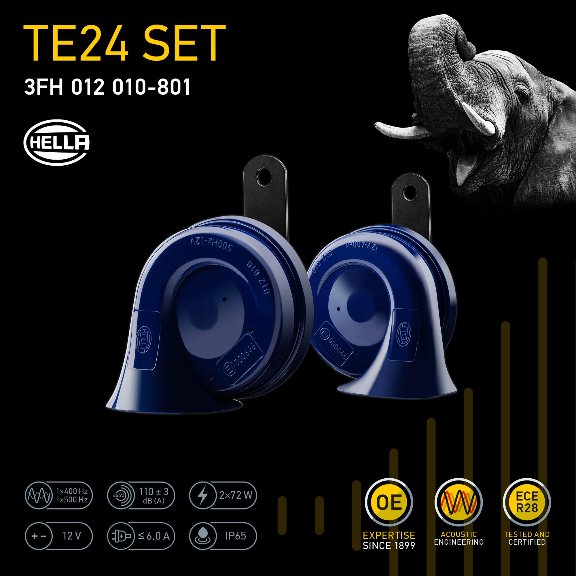 Hella 012010801 Blue Trumpet Horn Kit, 12 V, 400/500 Hz (Universal Fit)