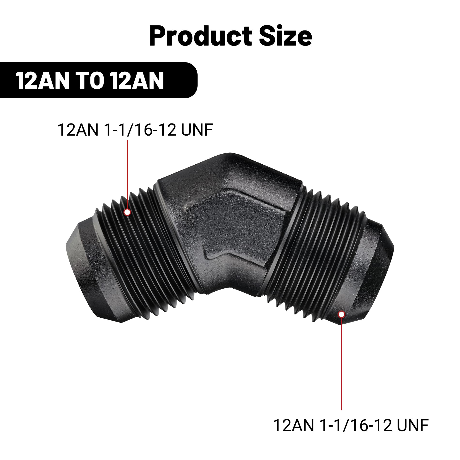 EVIL ENERGY 12AN Male to Male Flare 45 Degree Union Coupler Fitting Coupling Aluminum Black