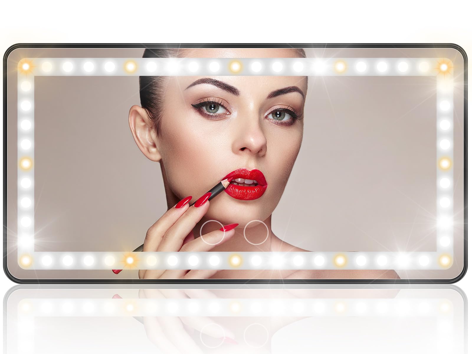 Car Vanity Mirror, Rechargeable Makeup Car Visor Mirror, 60 Leds & 3 Light Modes, Visor Vanity Mirror With Touch On Screen, Shading Cosmetic Mirror, Universal Vanity Mirror For Car Truck Suv(Black)