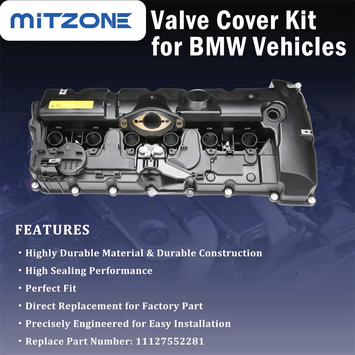 MITZONE N52 Engine Valve Cover Kit with Oil Cap & PCV Hose Compatible with BMW E82 128i, E9X 323i 328i, E60 528i, E70 X5 3.0si,