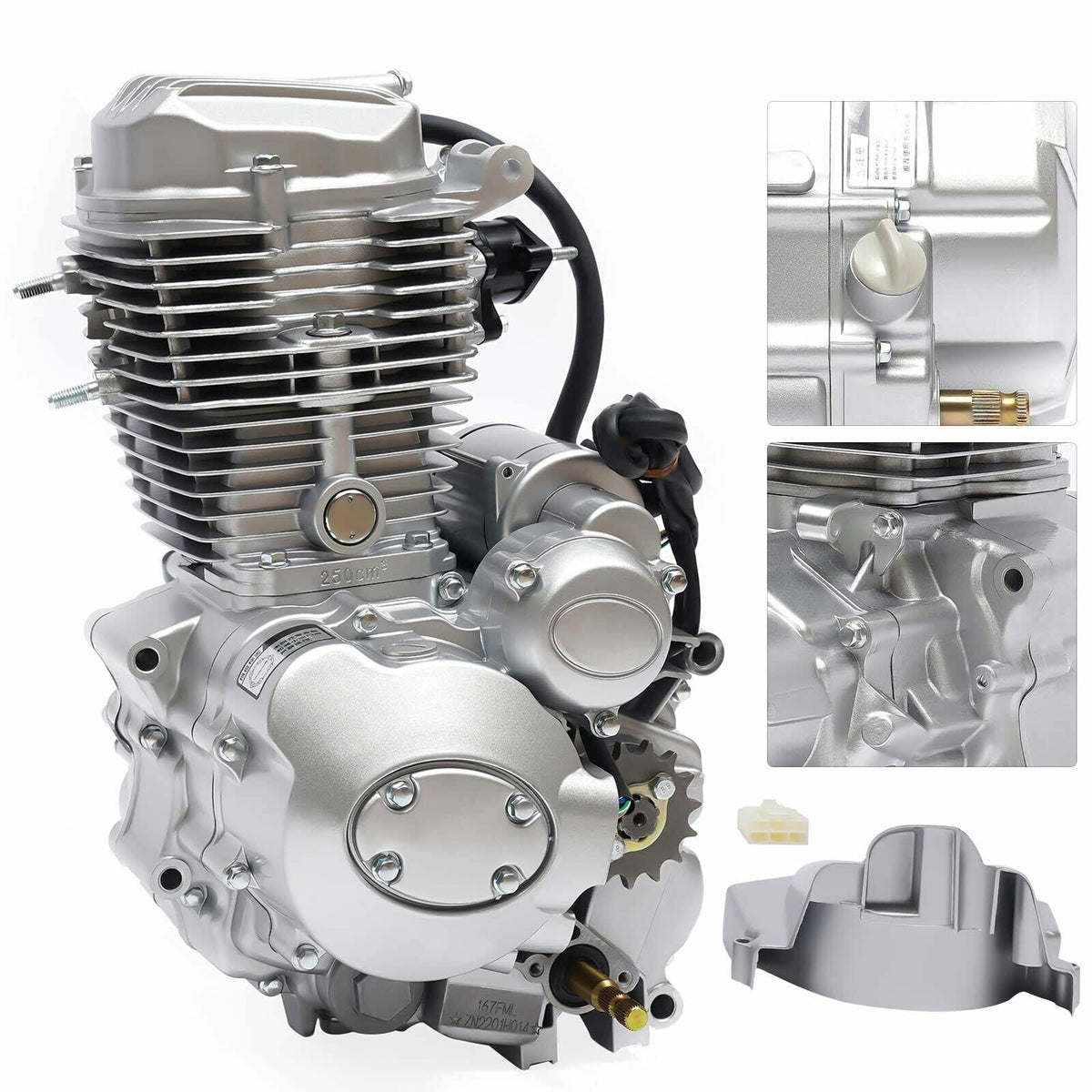 Tbvechi Engine Set 200Cc 250Cc Cg250 Engine Motor & 5-Speed Manual Transmission Cdi Dirt Bike 4-Stroke Vertical Atv Engine Singl