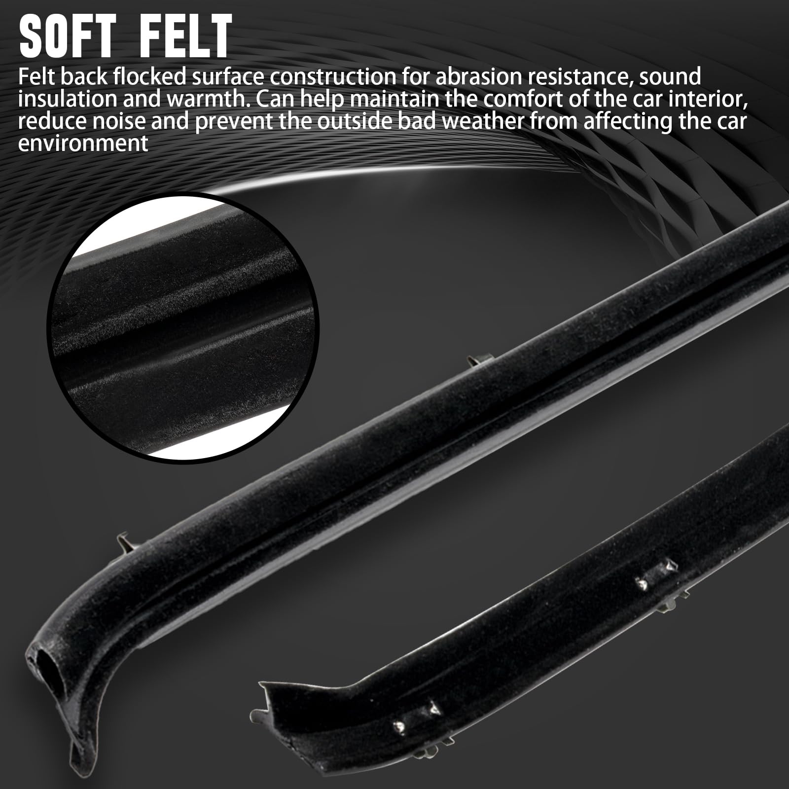 WEILEITE Front Door Window Channel Felt Trim Seal Weather Stripping Kit Compatible with GMC C1500 C2500 C3500 K1500 K2500 K3500