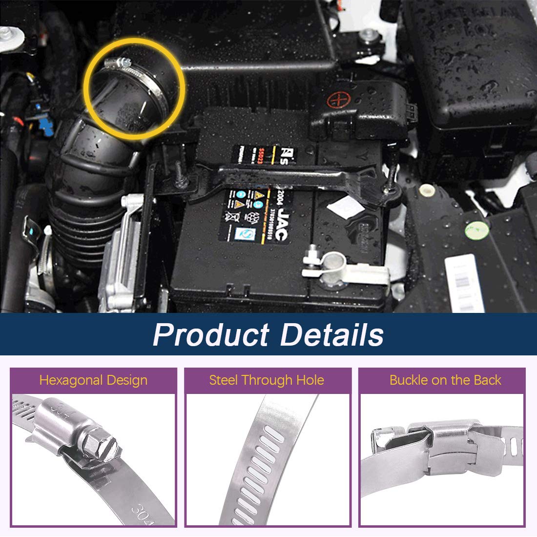 Swpeet 15Pcs 2.5-3.5Inch (65-89Mm) Hose Clamp 304 Stainless Steel Adjustable Range Worm Gear Hose Clamp Fuel Line Clamp Perfect For Plumbing, Automotive And Mechanical Applications