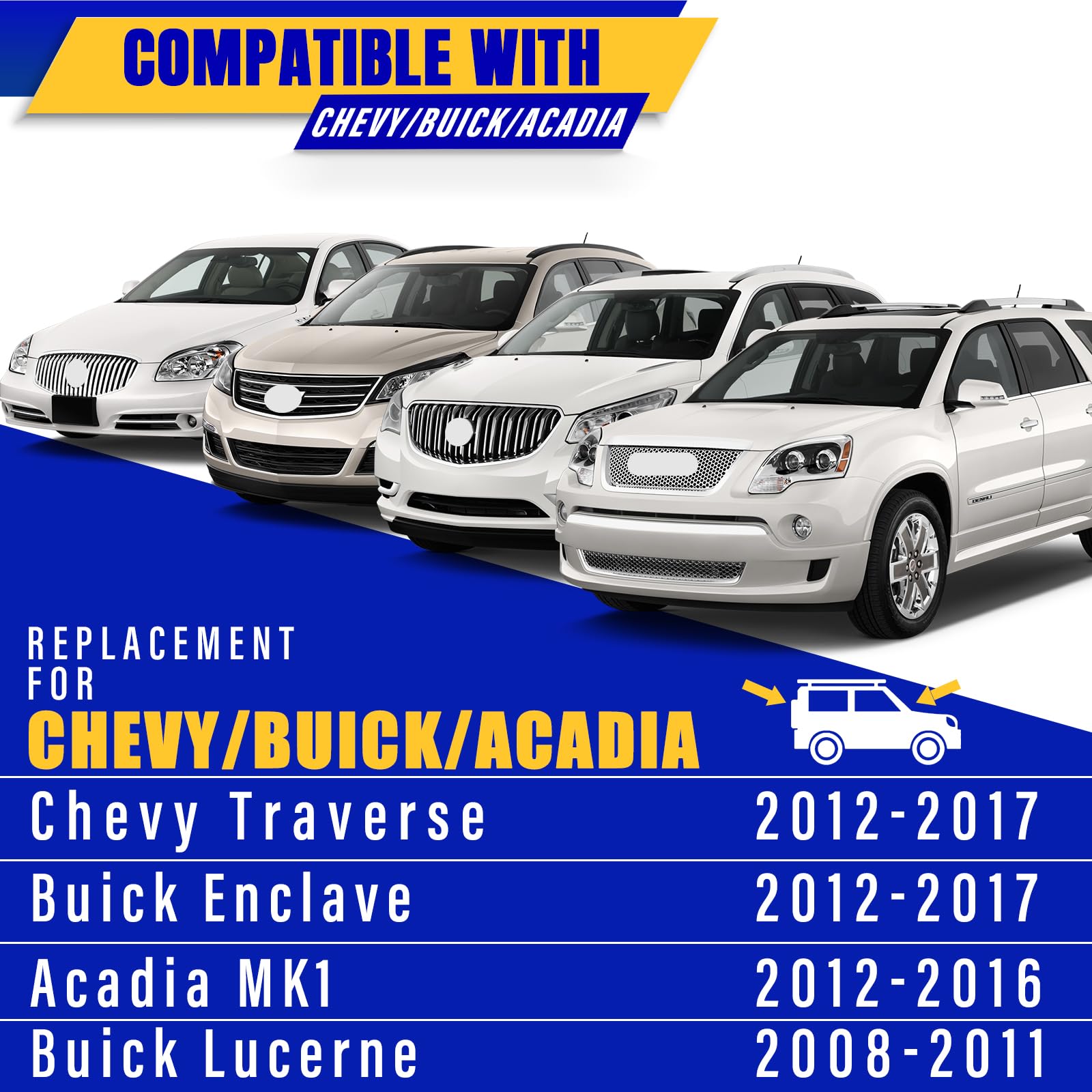 2 Wipers Replacement For 2012-2017 Chevy Traverse/Buick Enclave /2012-2016 Acadia Mk1/2008-2011 Buick Lucerne, Windshield Wiper Blades Original Equipment Replacement - 24'/21' (Set Of 2) Pinch Tab