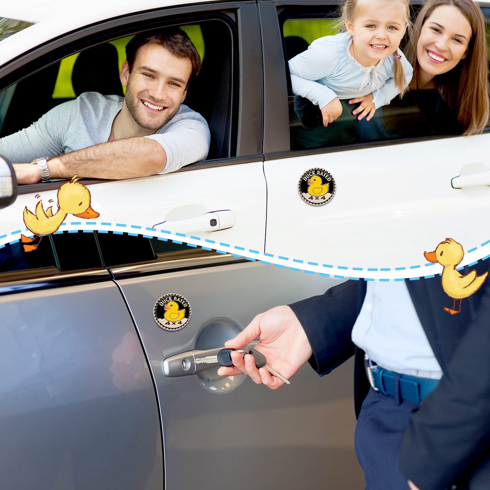 Duck Rated Car Emblem 4 X 4 Metal Automotive Badge 3D Metal Car Badges Emblems Round Emblem Decals Car Badge Decals Stickers Compatible With Vehicles Trucks Suv Rv Decorations (Yellow)