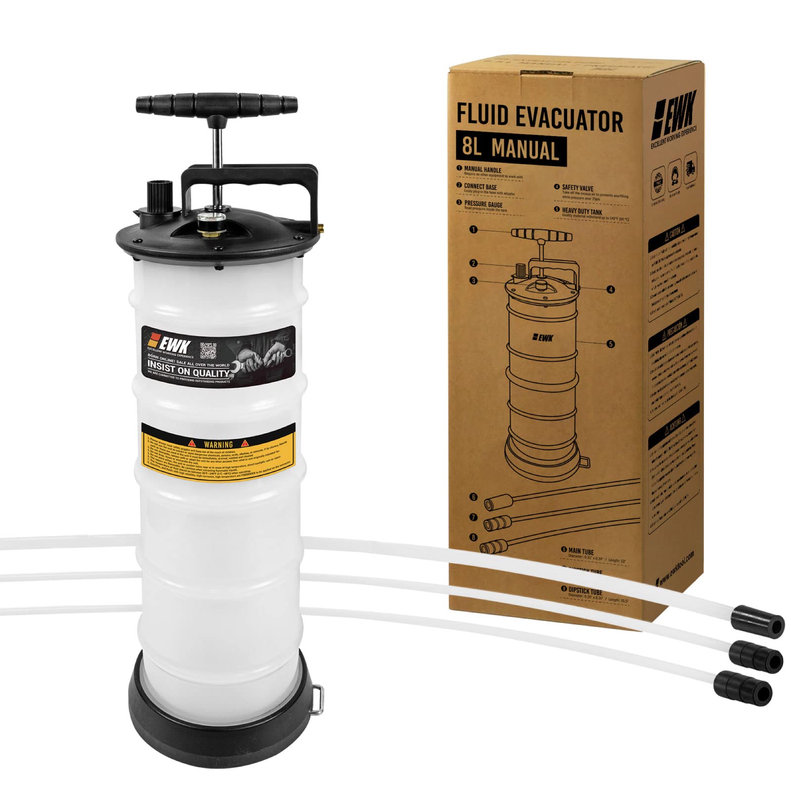 Ewk 8L Heavy Duty Manual Oil Extractor Change Pump For Automotive Fluids Vacuum Evacuation