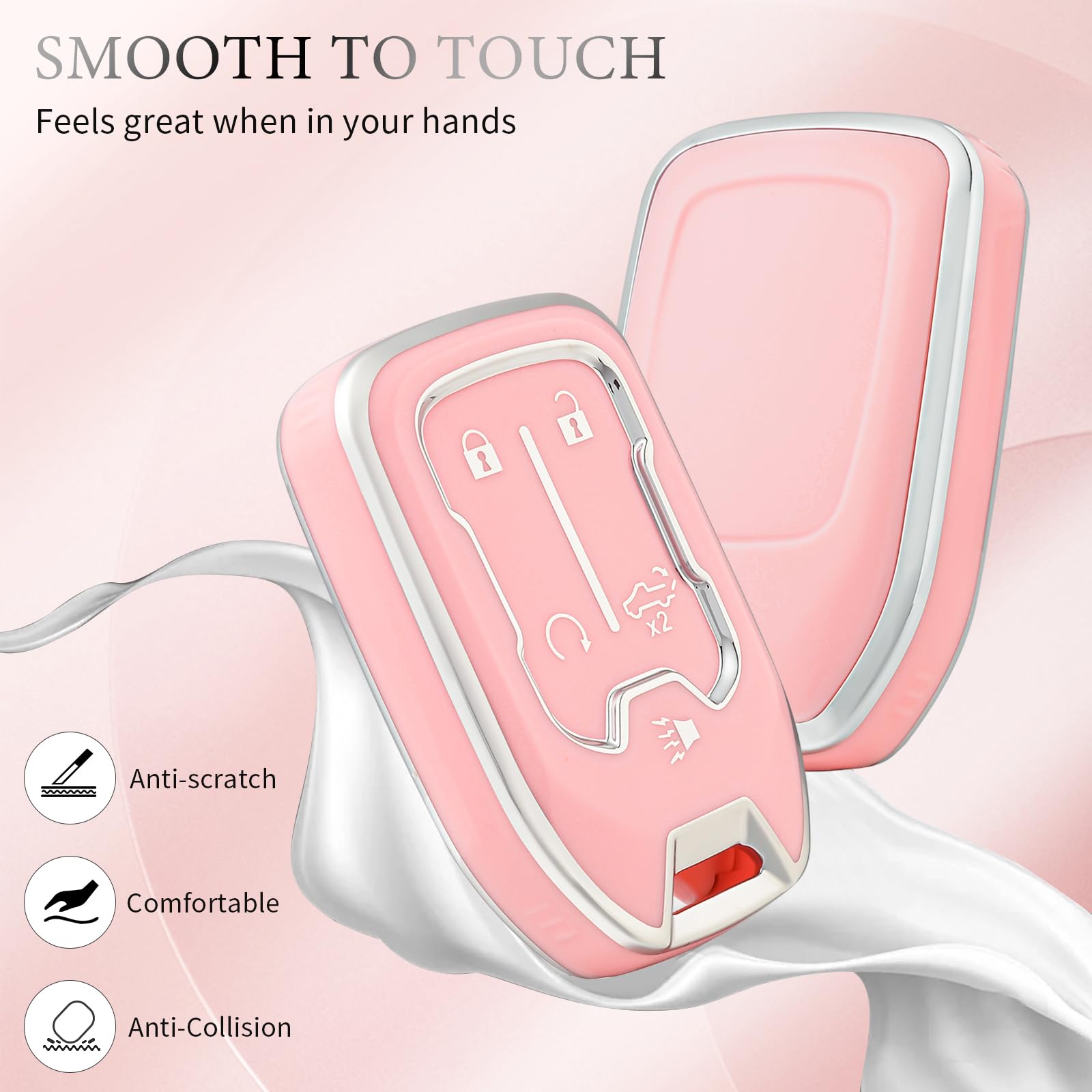 OFFCURVE Key Fob Cover with Keychain Compatible with GMC Key Fob Case for Chevy Suburban Tahoe Terrain Acadia Yukon Silverado GM