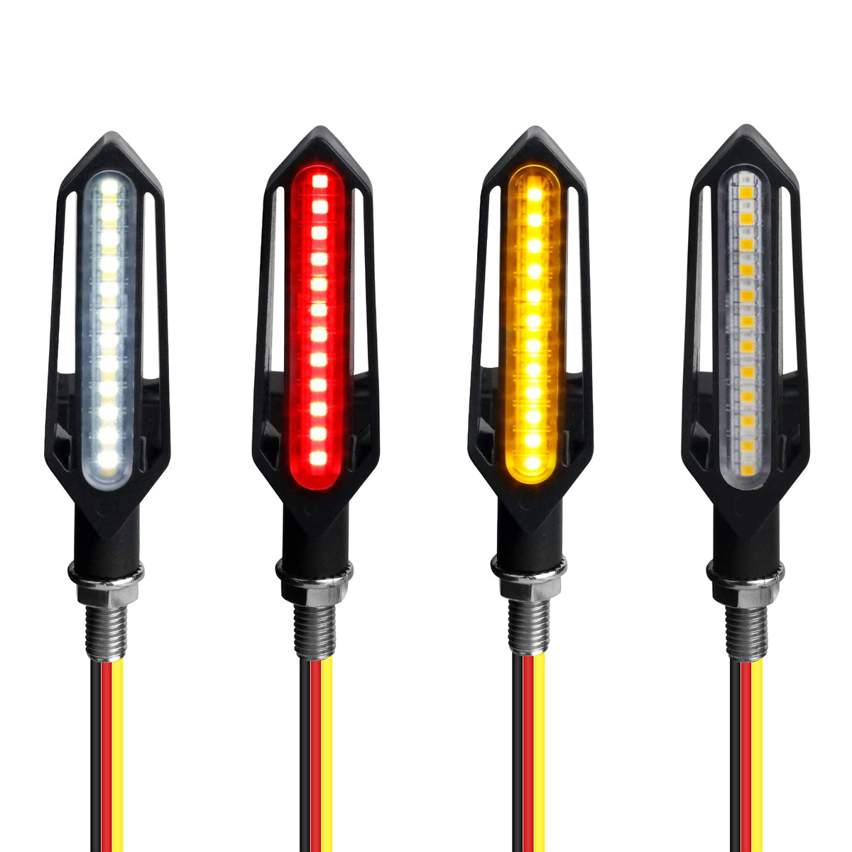 QUASCO 4Pcs Motorcycle Turn Signals Sequential LED Blinkers Front Rear Indicators Universal 12V Compatible with Harley Honda Kaw