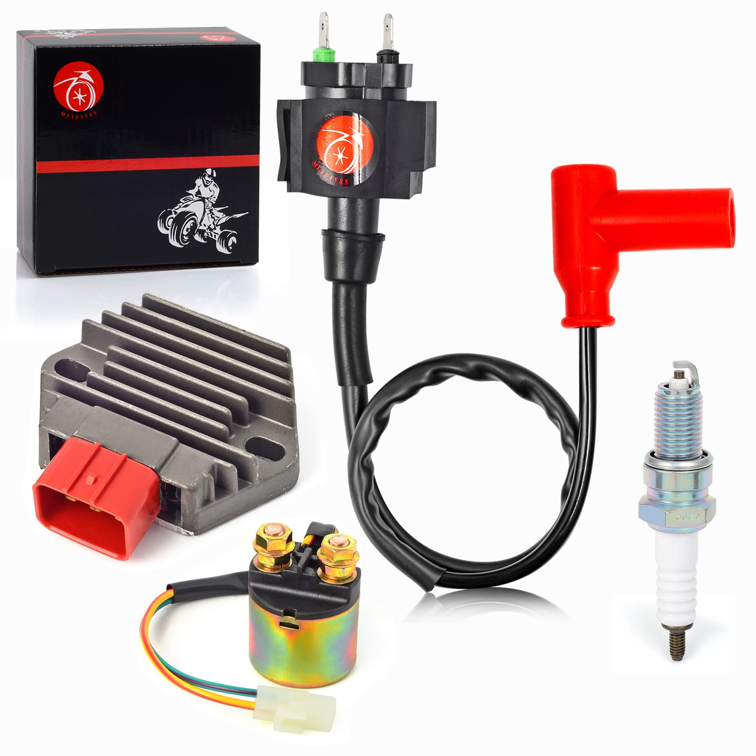 Regulator Rectifier & Relay Ignition Coil Spark Plug Kit For Honda 2000-2006 Rancher 350 350Es 350S 1998-2001 Foreman 450 Trx450