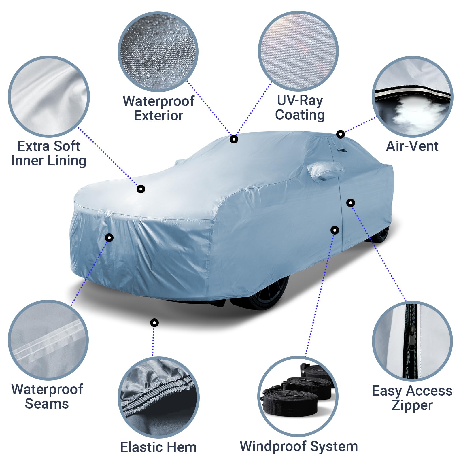 Icarcover Custom Car Cover For 2008-2024 Dodge Challenger Sxt, Gt, Hellcat, Scat Pack, Se, R/T, Srt, Srt8, T/A Waterproof All We