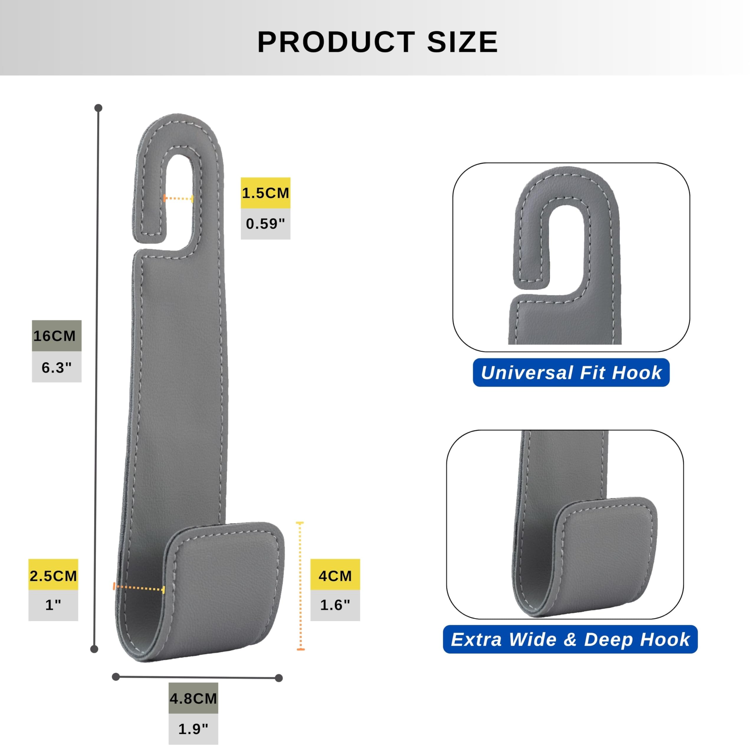 IRROMI Purse Holder for Car, 2 PACK Upgraded Car Seat Hooks for Hanging Purse and Bag, Leather Headrest Hooks for Car Back Seat,