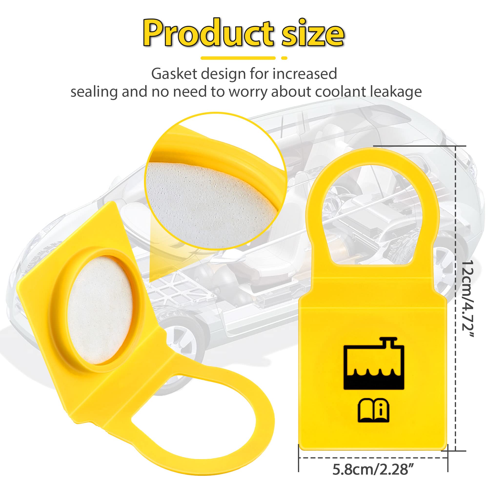 Dreyoo 2 Pack Engine Coolant Reservoir Cap, Coolant Cap Replacement, Engine Recovery Overflow Tank Cap Compatible With Chrysler/