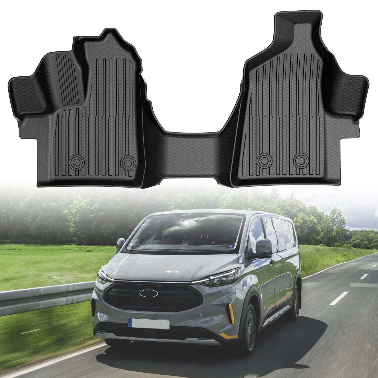 Mixsuper Floor Mats for Ford Transit with Vinyl Flooring 2020-2025, All Weather Floor Liners Durable 1st Row Black