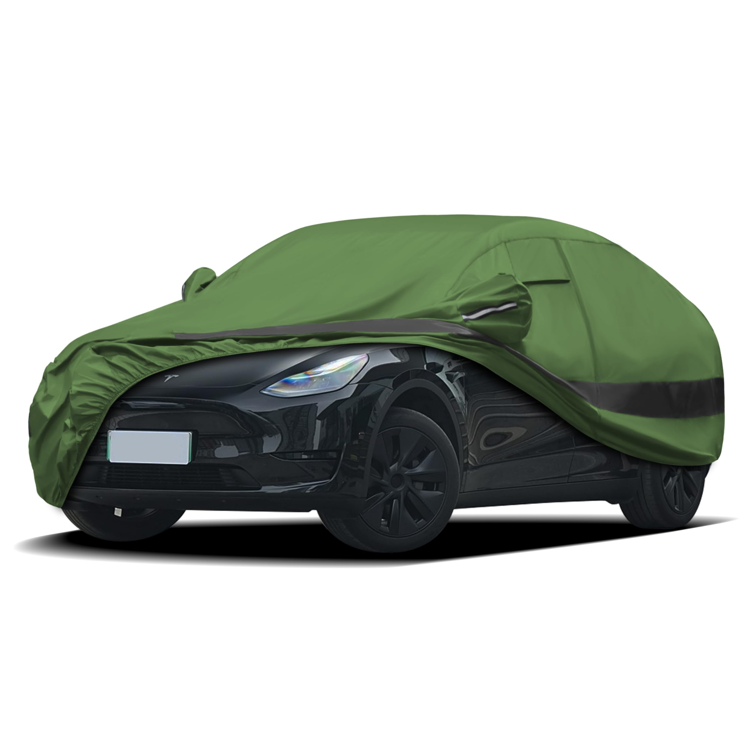 Jurmon Heavy Duty Outdoor Car Cover Compatible With Tesla Model Y,Waterproof All Weather For Automobiles, Outdoor Full Cover Rai
