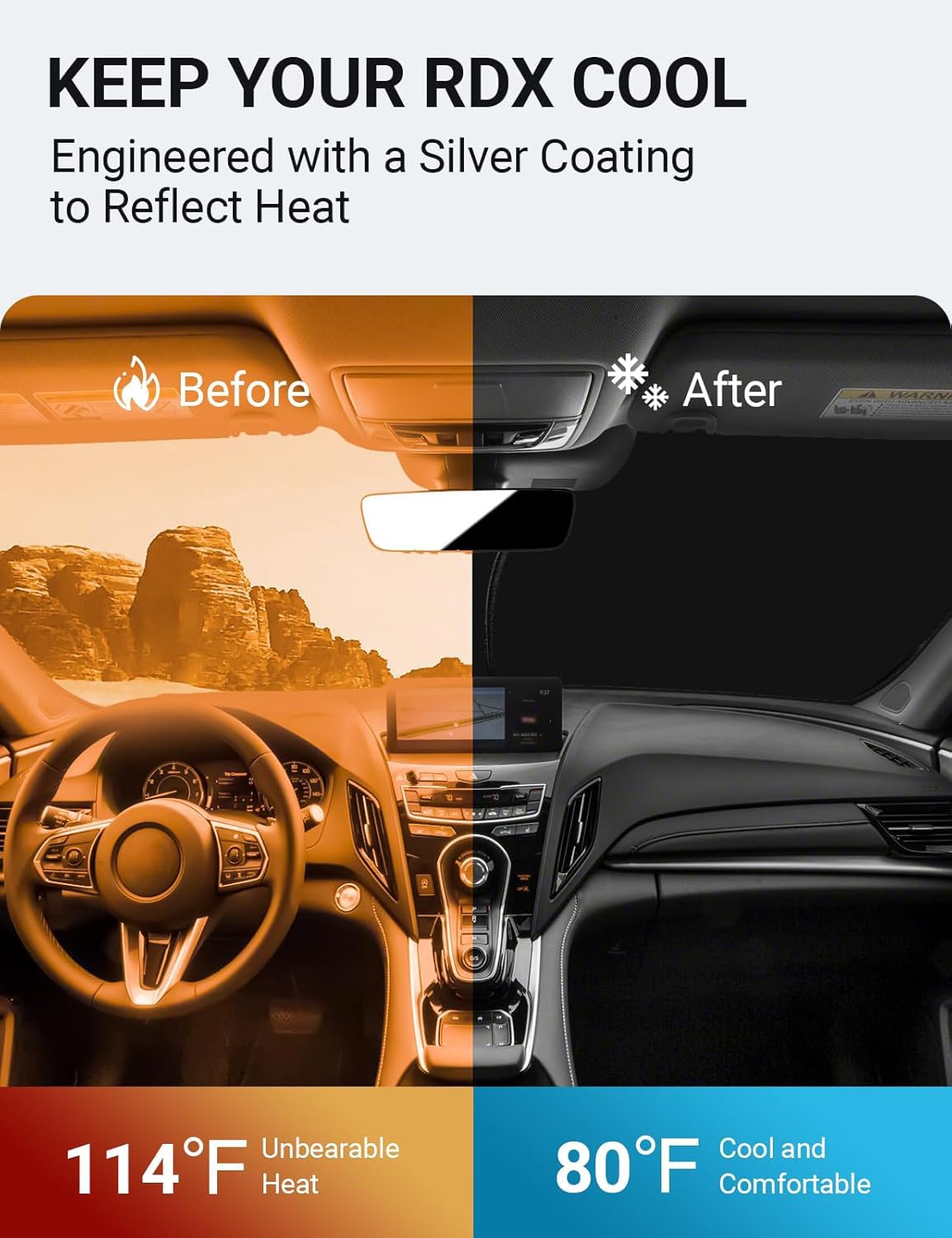 Proadsy 2025 Upgrade Windshield Sunshade Custom For Acura Rdx 2019-2024 2025 Foldable Front Window Shade Block Sun & Uv Car Prot