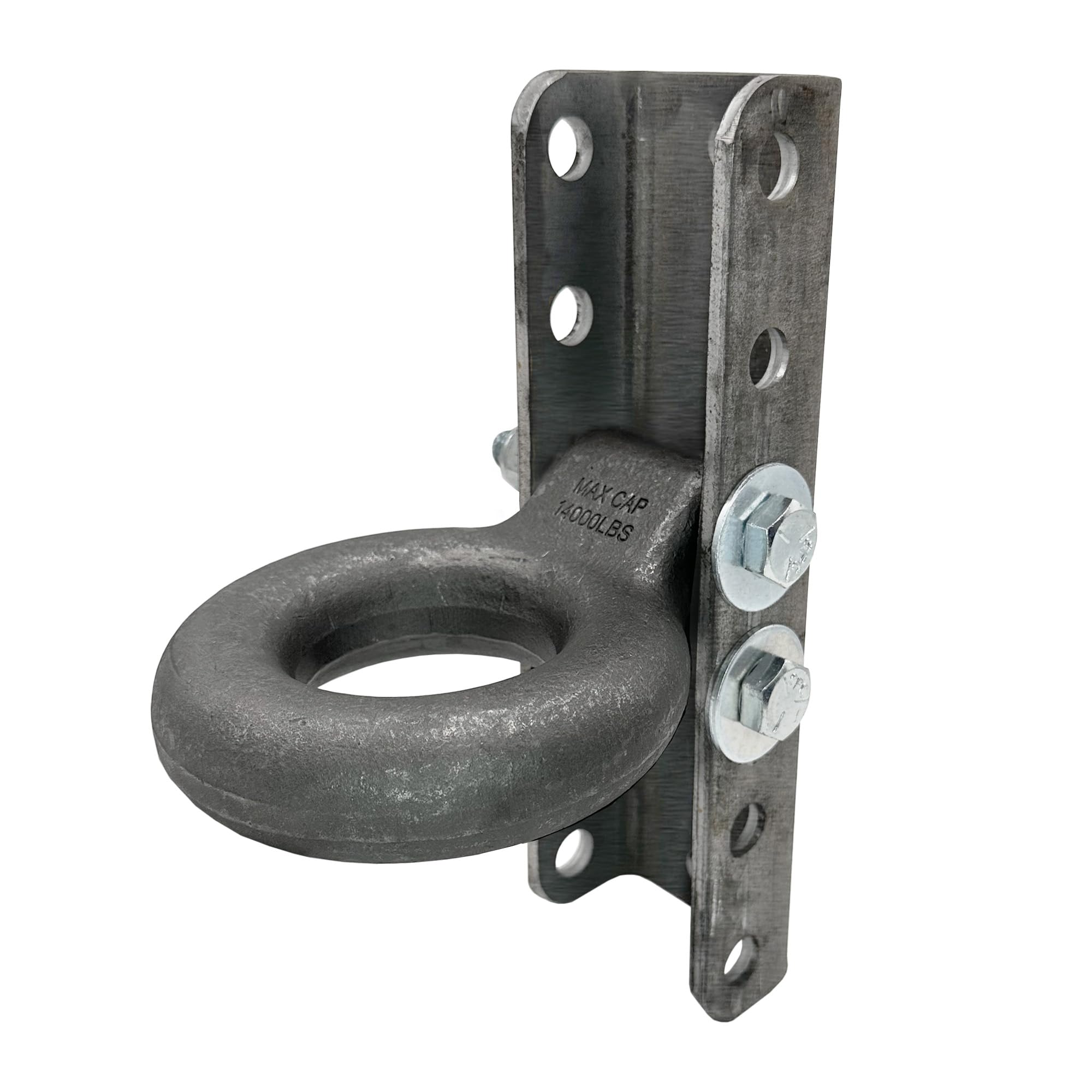 A.A Adjustable C Channel Bracket & 3 Lunette Ring for Trailer Coupler, Raw Steel - 6 Hole 5-Position, 14,000 Pound Ring