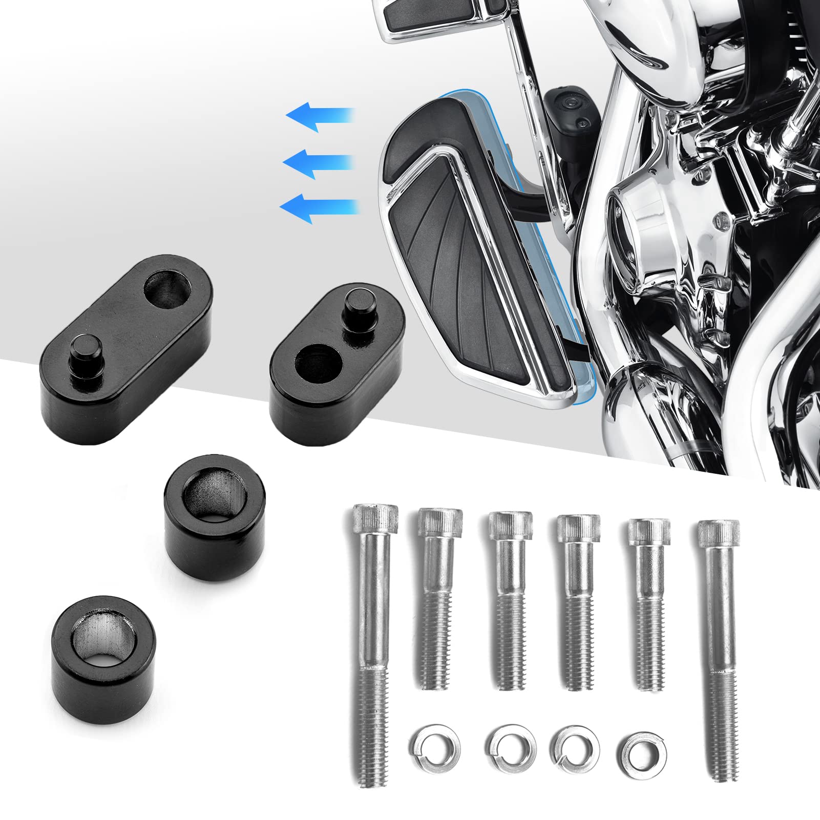 Floorboard 3/4'' Extension Spacer Kit Compatible With 2009-2024 Harley Touring Electra Glide Flht Road King Flhr Street Glide Flhx Road Glide Fltr, 2009-2013 Fl Trikes